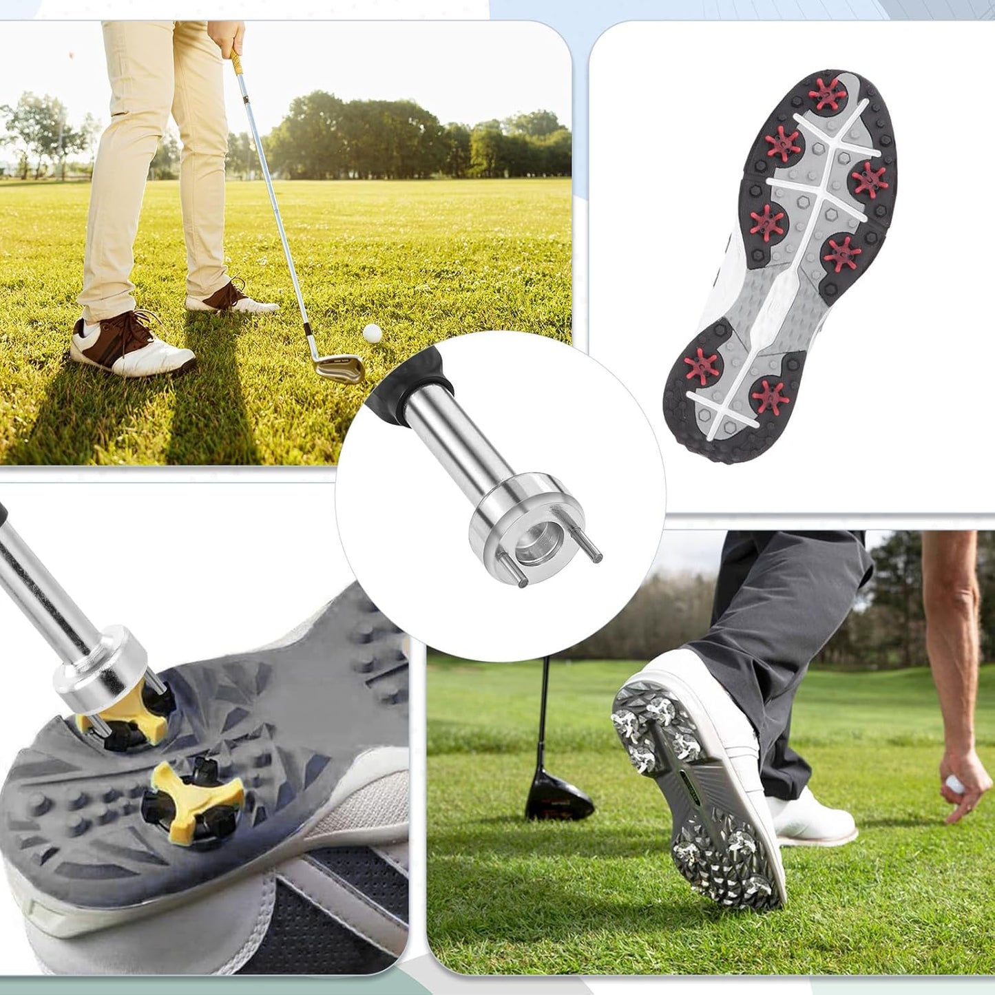 Golf Shoe Spikes Wrench, Stainless Steel Golf Shoe Spike Removal Tool with Comfortable Grip, Universal Golf Shoes Softspikes Remover, Golf Shoe Cleat Wrenches
