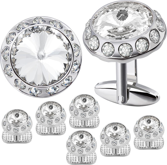 HAWSON Birthstone Tuxedo Studs and Cufflinks Set for Men's Suit Tuxedo Formal Dress Shirt Wedding Business Party Accessories