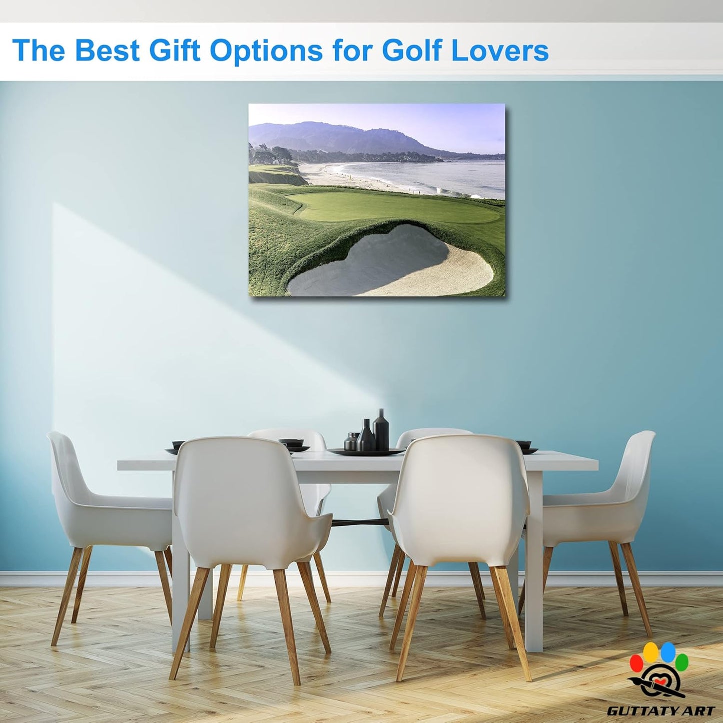 GUTTATY Golf Course Wall Art, Golf Pictures Posters Canvas Print Wall Decor for Golfer's Man Cave Home Ofice Ready to Hang (18x24 Inches)