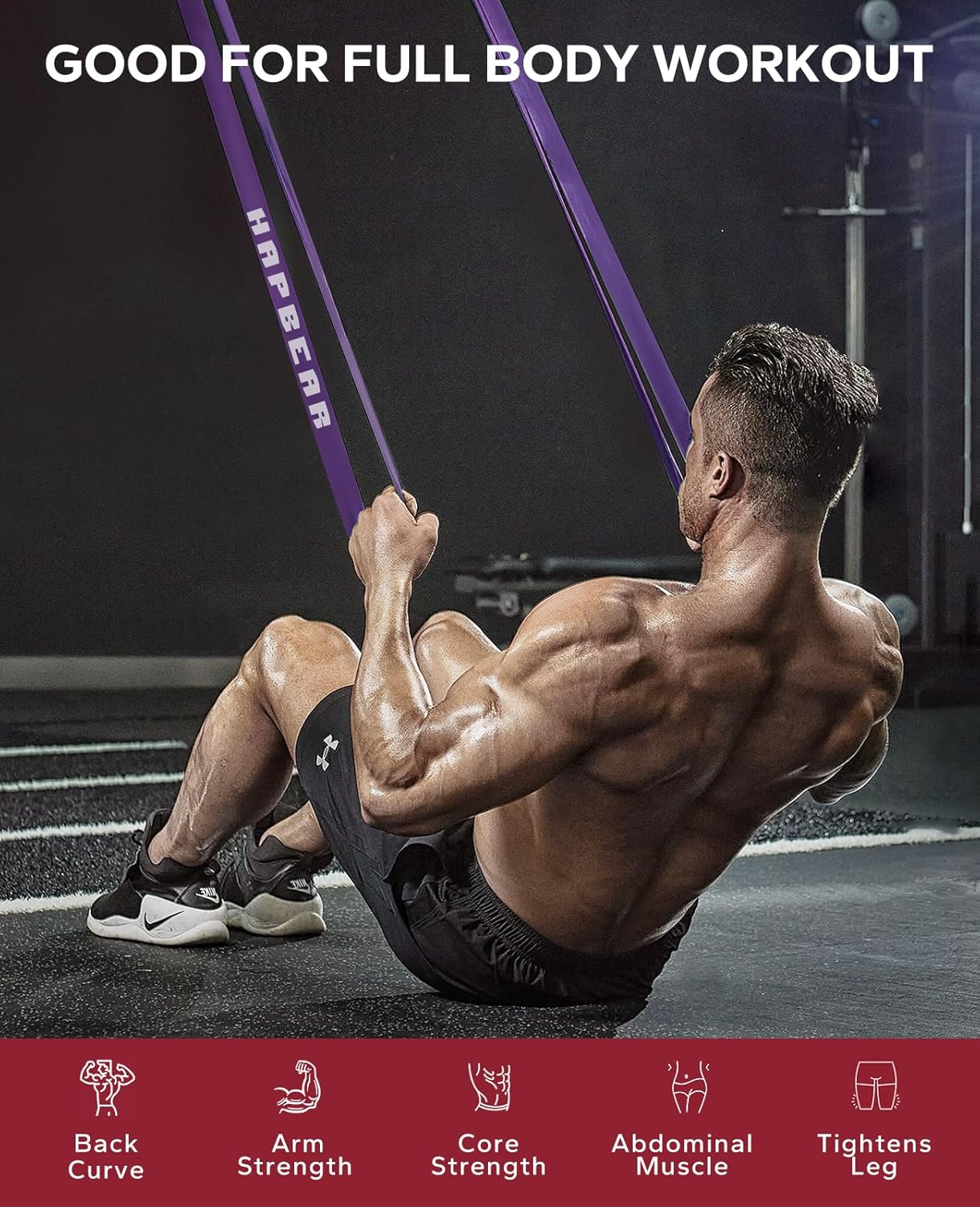 HAPBEAR Pull Up Assistance Bands Set of 5 - Resistance Bands for Working Out, Stretching, Physical Therapy, Muscle Training