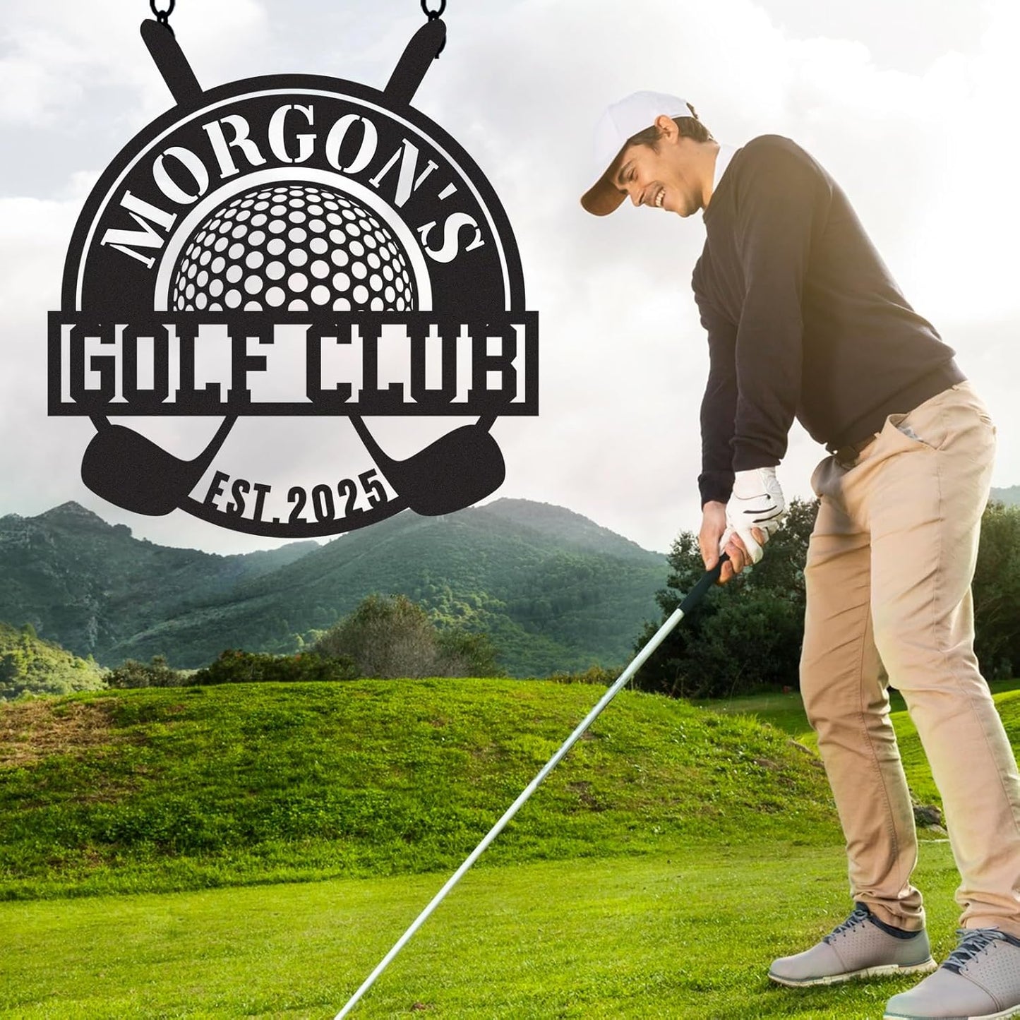 Personalized Golf Metal Wall Decor, Custom Name Sign, Porch Signs Outdoor, Home Deocr, Vintage Golf Wall Art for Man Cave Office Garage Bar Pub, Personalized Golf Gifts for Men Dad Color03