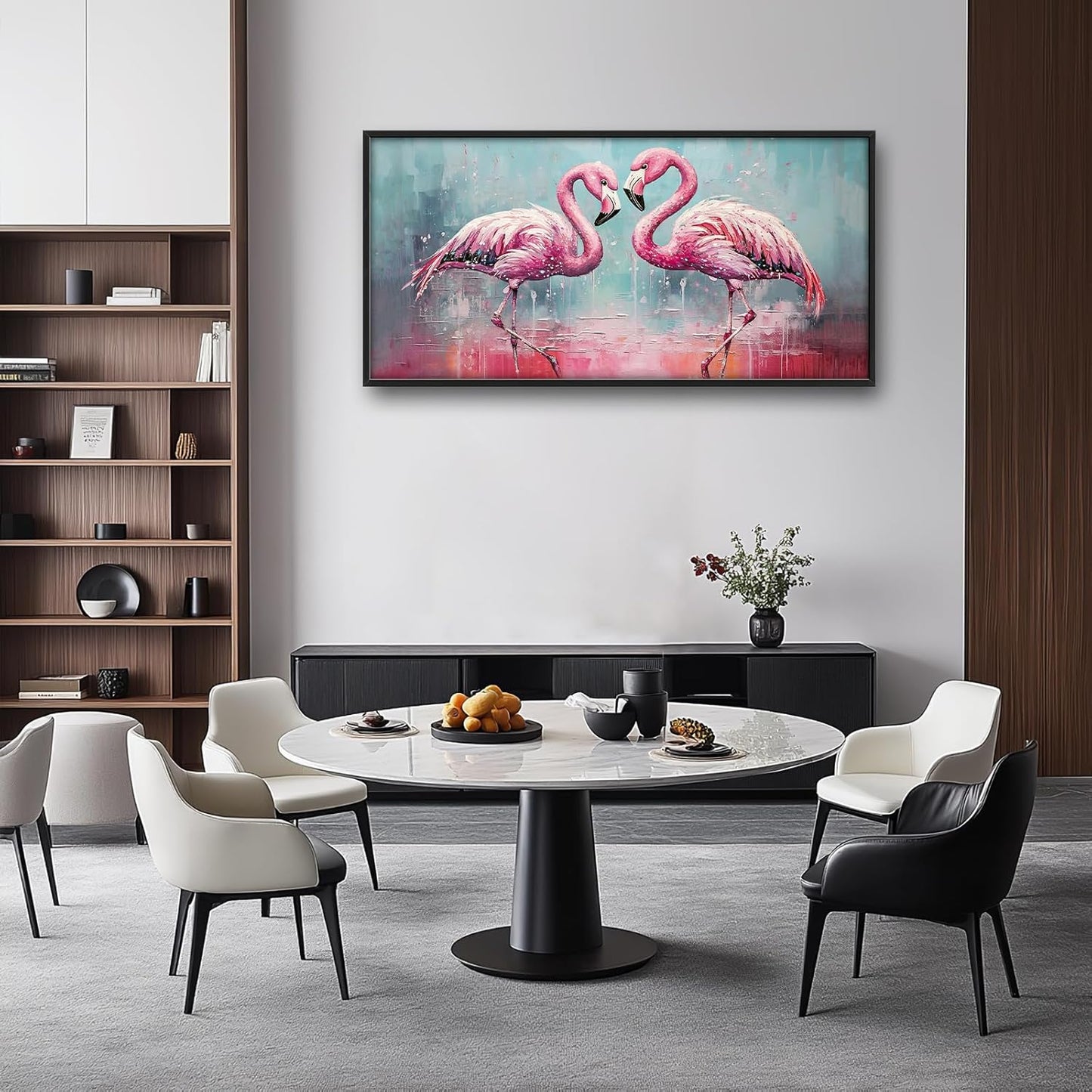 Large Flamingo Framed Wall Art for Living Room Flamingo Pictures Wall Decor Tropical Wildlife Painting Artwork Print Painting Home Decoration for Bathroom Bedroom Office 60x30 inch