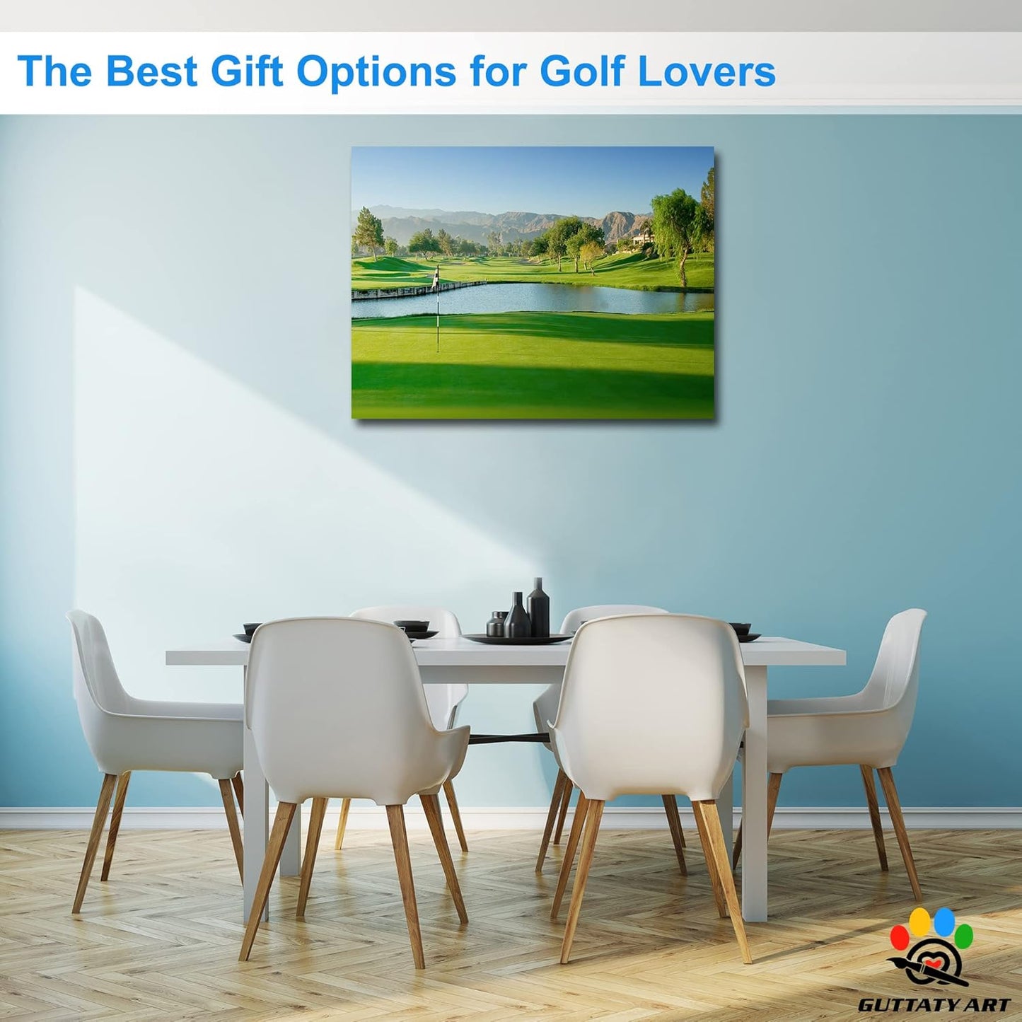 GUTTATY Golf Course Wall Art, Golf Pictures Posters Canvas Print Wall Decor for Golfer's Man Cave Home Ofice Ready to Hang (18x24 Inches)