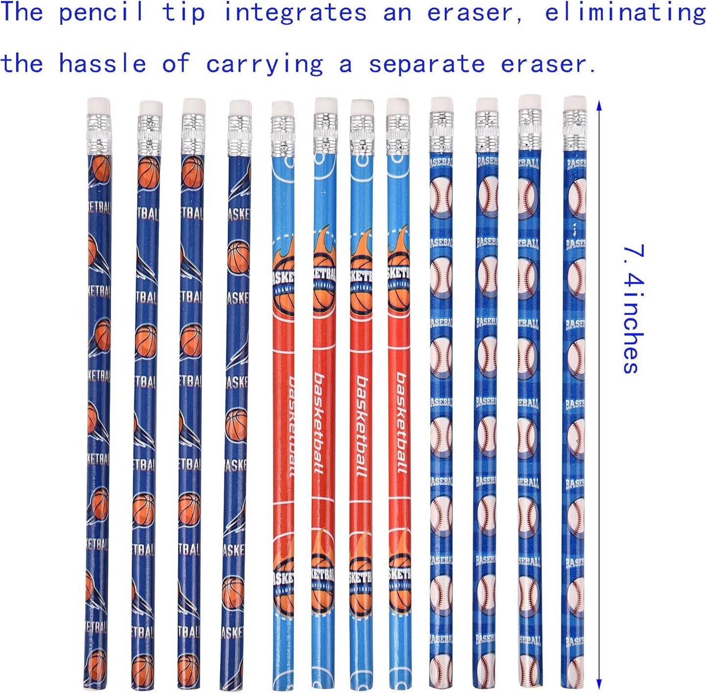 72PCS Corlorful Wooden Football Pattern Cased Pencils for Kids Bulk with Erasers, Fun Cute for School,Drawing,Gift (pattern, 72)