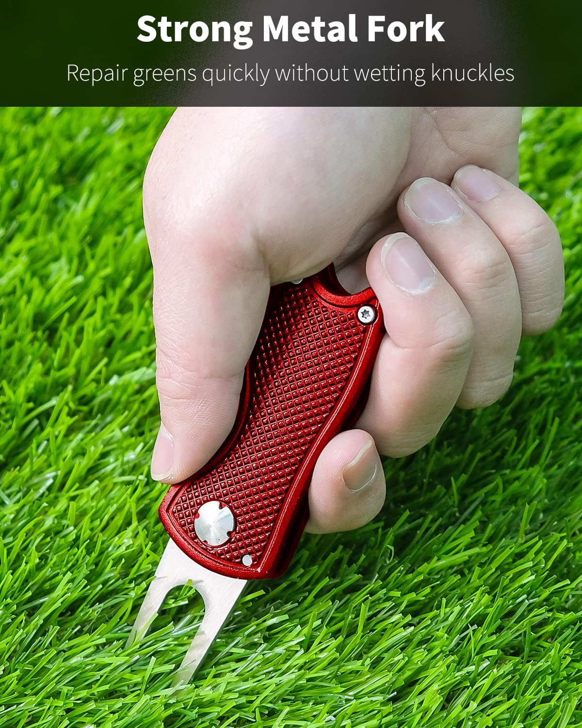 GreenHaven 2-6 Pack Golf Divot Repair Tool for Golfers Foldable Metal Green Tool with Magnetic Putt Alignment Ball Marker Pop-up Fork Tine with Sturdy Aluminum Alloy Handle