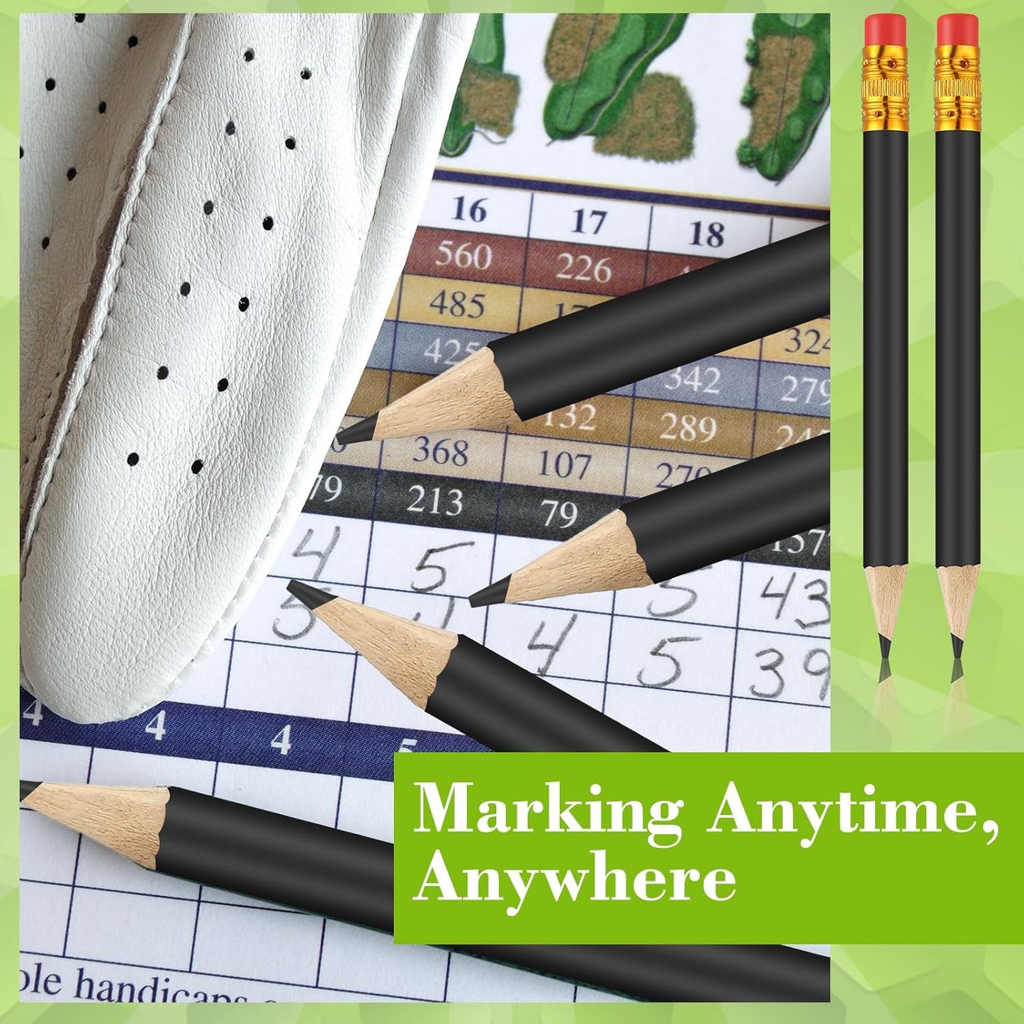 50 Pcs 4 Inch Mini Golf Pencils with Erasers Bulk Pack of Wooden Pencils for Parties Weddings School and Offices (Black)