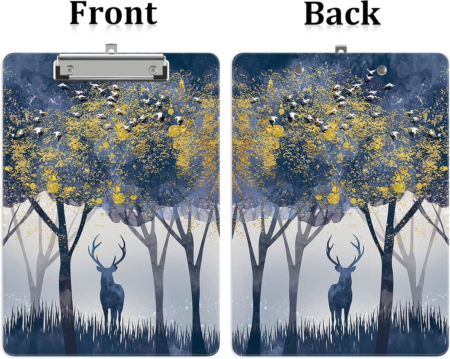 Plastic A4 Clipboards, Cute Clip Board Stardard Letter Size 9 x 12.5 in, Office Decorative for Students Women Men and Kids, Jungle Deer