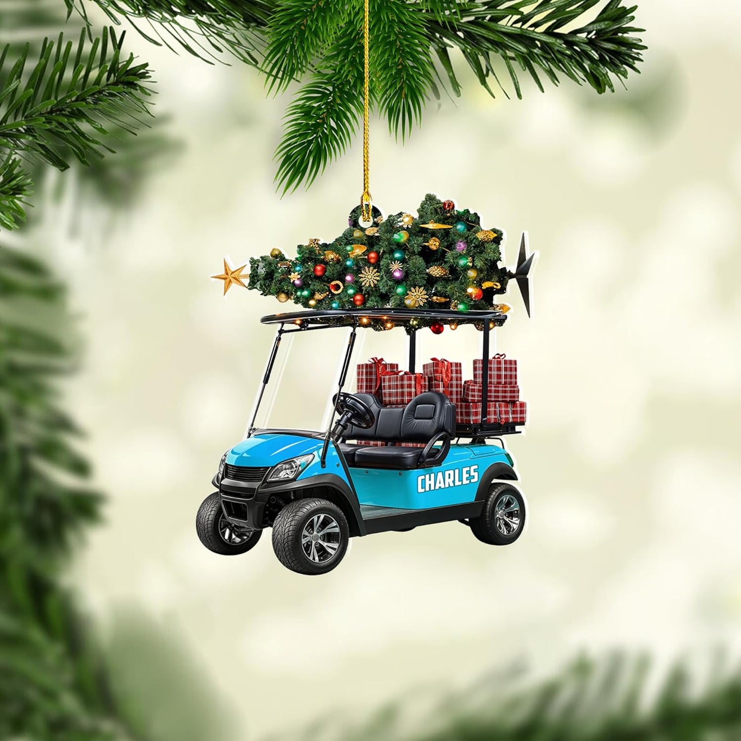 Personalized Golf Ornaments for Christmas Tree 2025 Custom Golf Christmas Ornament Golfing Bag Ornament Sports Golf Cart Ornaments Gift for Golfer Bag Golfing Lovers Hanging Decoration (G16)