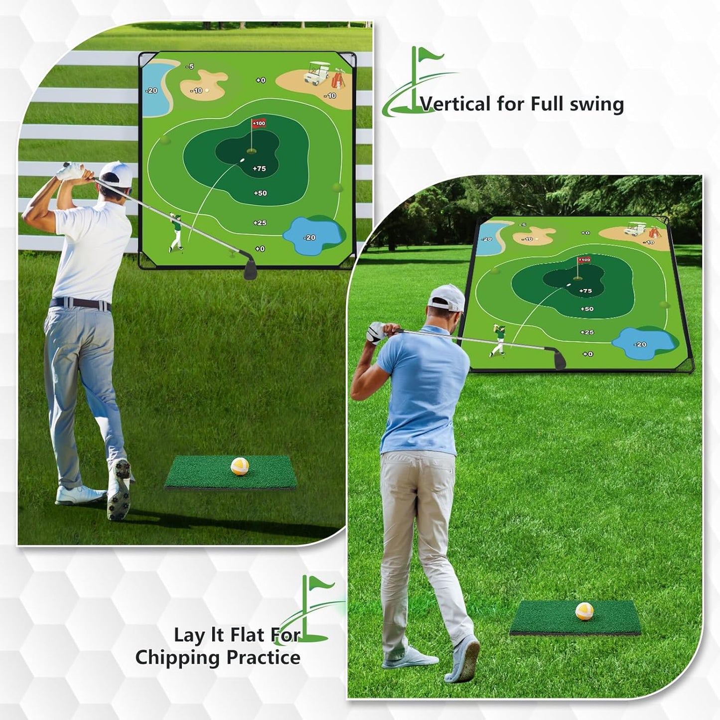 Golf Chipping Game Set, 71"x71" Large Sticky Golf Game, Outdoor Indoor Golf Chipping Games for Adults Friends Family