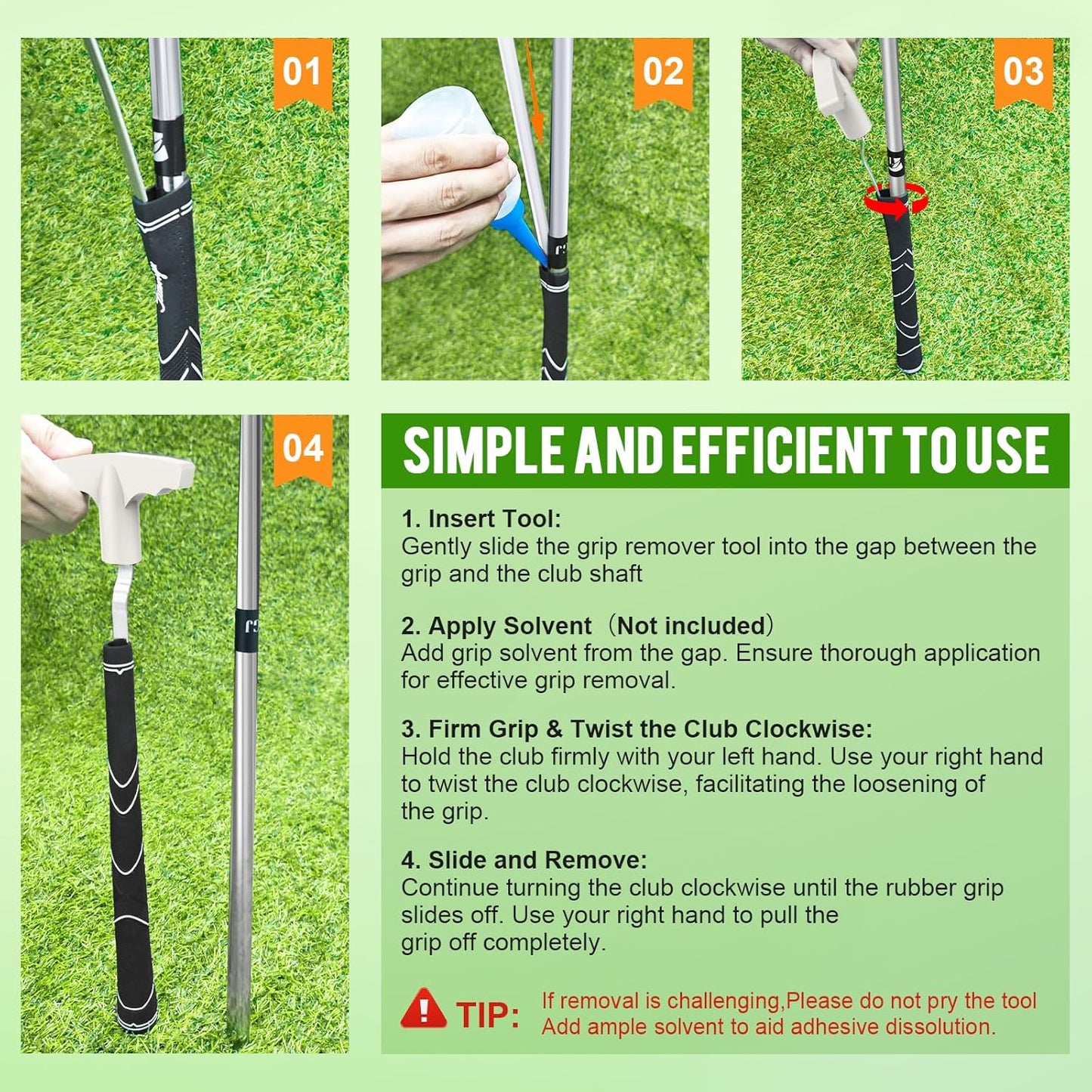 Golf Grip Removal Tool, V-Groove Grip Remover Saver Gripping Tool for Removing Golf Club Grips (1 Pcs)