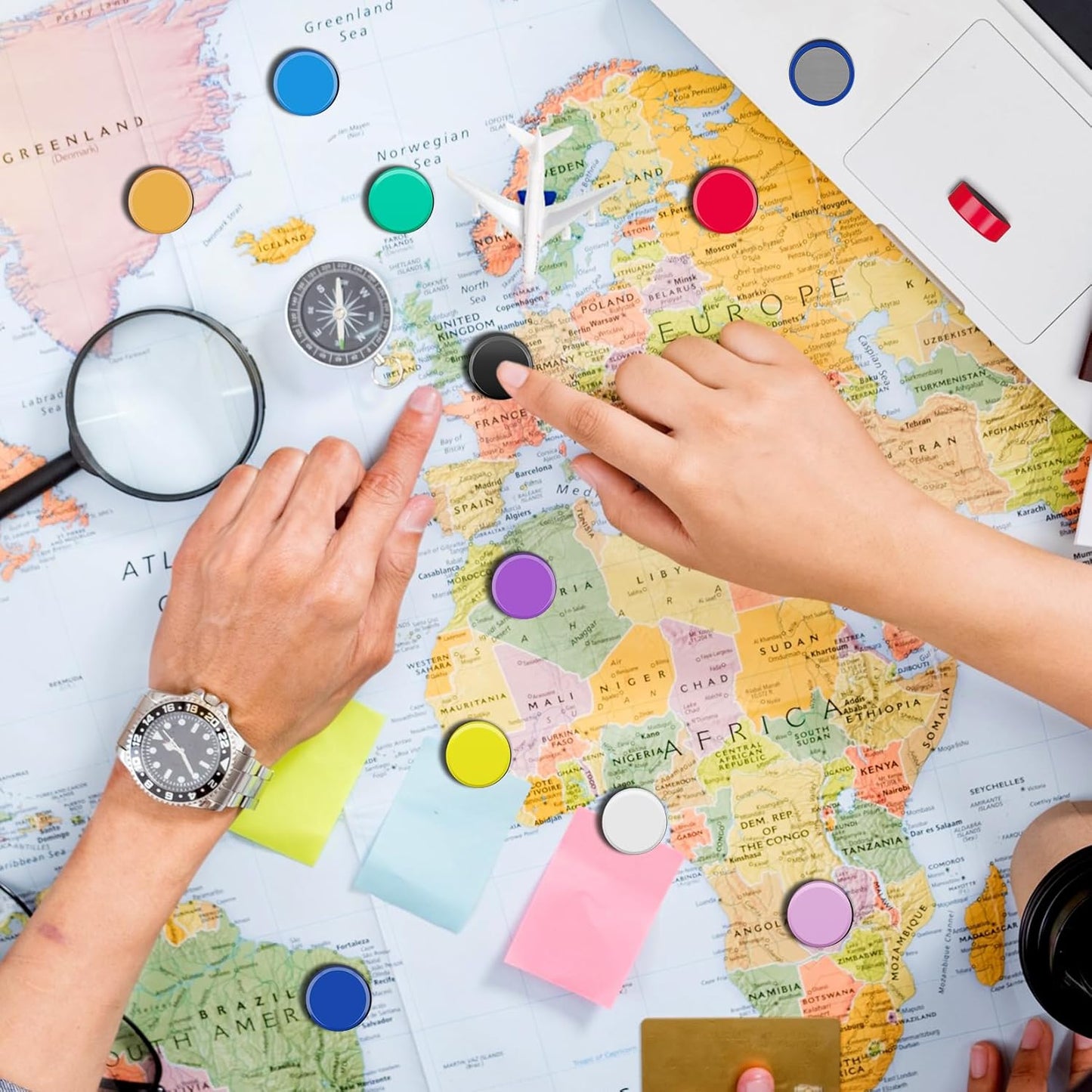 FINDMAG 60 Pack Fridge Magnets, Whiteboard Magnets, Dry Erase Board Magnet for Locker, Round Decorative Magnet, Small Colorful Refrigerator, 10 Colors