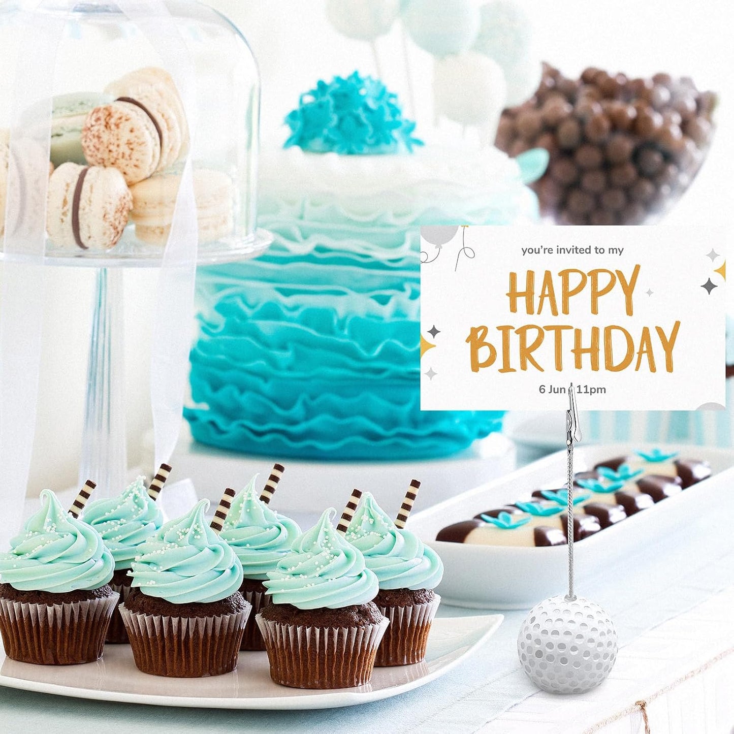 6Pcs Resin Golf Ball Alligator Clips Premium Golf Theme Table Decorations Party Supplies and Gift Card Holders 4.9 x 1.5 Inches