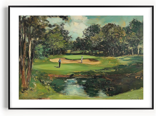 Vintage Golf Course Premium Giclee Fine Art Prints - Antique Style Golf Course Painting Posters, Golf Wall Art, Aesthetic Golfing Poster for Home Office Decor, Ready to Frame