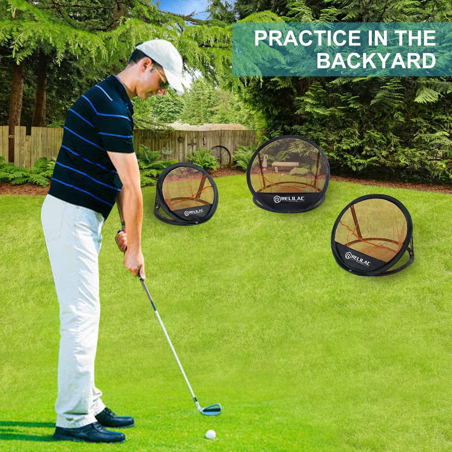Pop Up Golf Chipping Practice Net Set - Indoor/Outdoor Golfing Target Accessories for Golf Practice - Improve Your Short Game - Gifts for Men, Dad, Mom, Husband, Women, Kid, Golfers