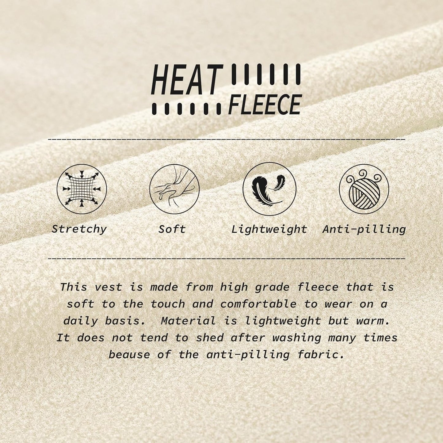 33,000ft Men's Fleece Vest, Lightweight Warm Zip Up Polar Vests Outerwear with Zipper Pockets, Sleeveless Jacket for Winter