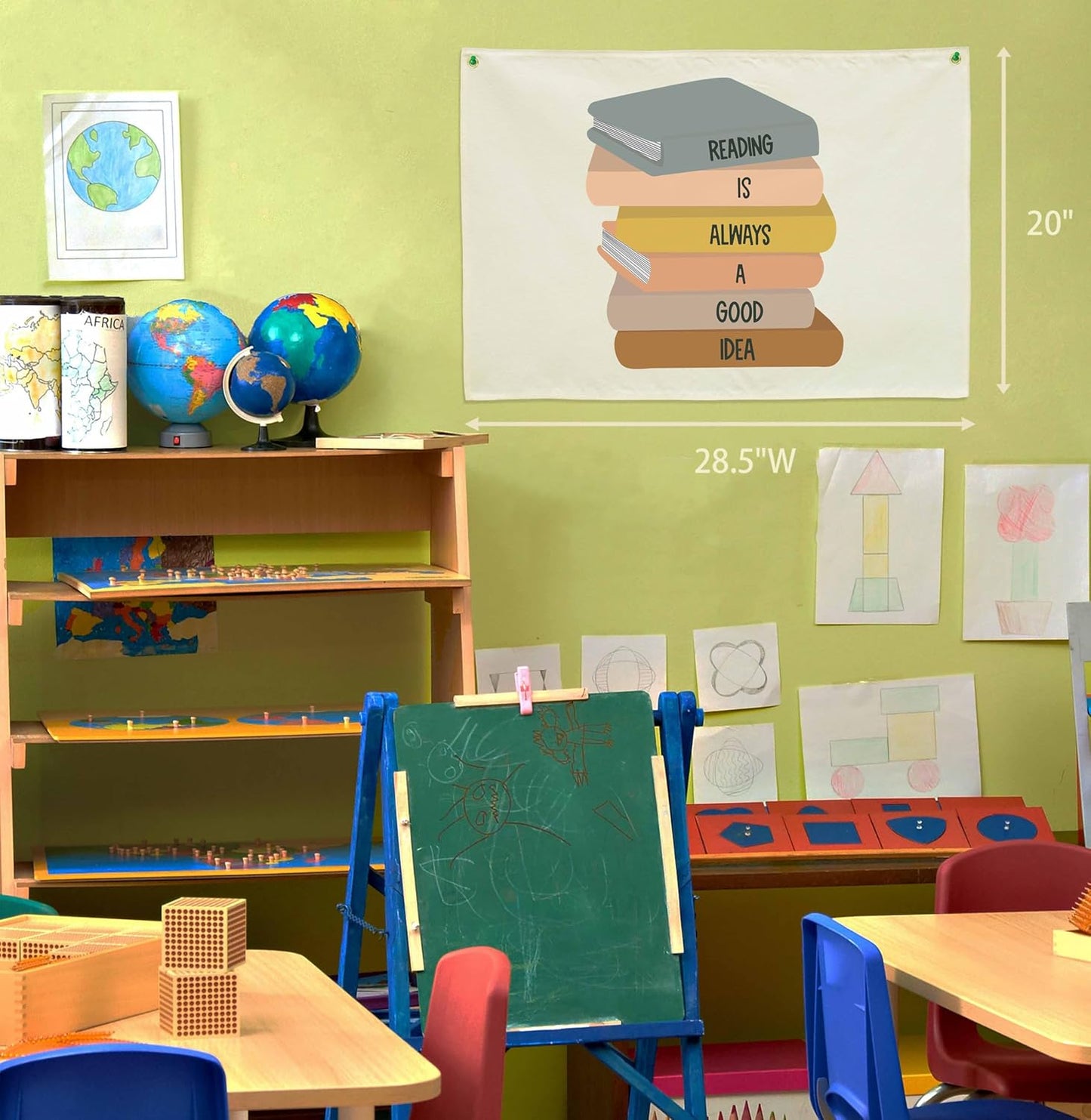 Classroom Readingroom Decoration-Classroom Wall Poster-Nursery read RoomDecor-Readingroom Decoration-Hanging Rectangle Banner Flag Wall Decor-Christmas Gift-Reading Is Always A Good Idea-28.5"L×20"W