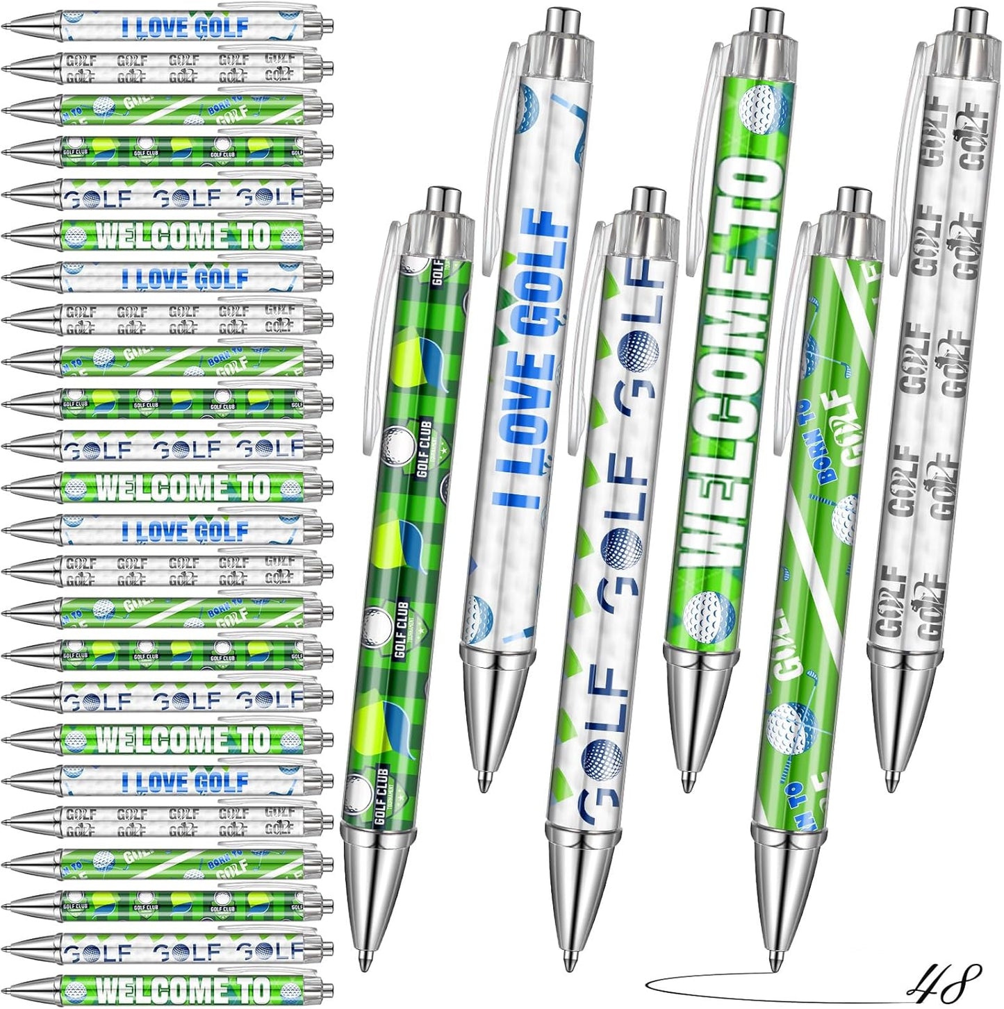 48 Pcs Golf Ballpoint Pens Gifts Golf Birthday Party Supplies Decorations Black Ink Retractable Pens in Bulk for Coworkers Office Dad Students