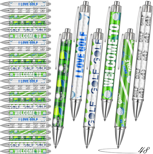 48 Pcs Golf Ballpoint Pens Gifts Golf Birthday Party Supplies Decorations Black Ink Retractable Pens in Bulk for Coworkers Office Dad Students