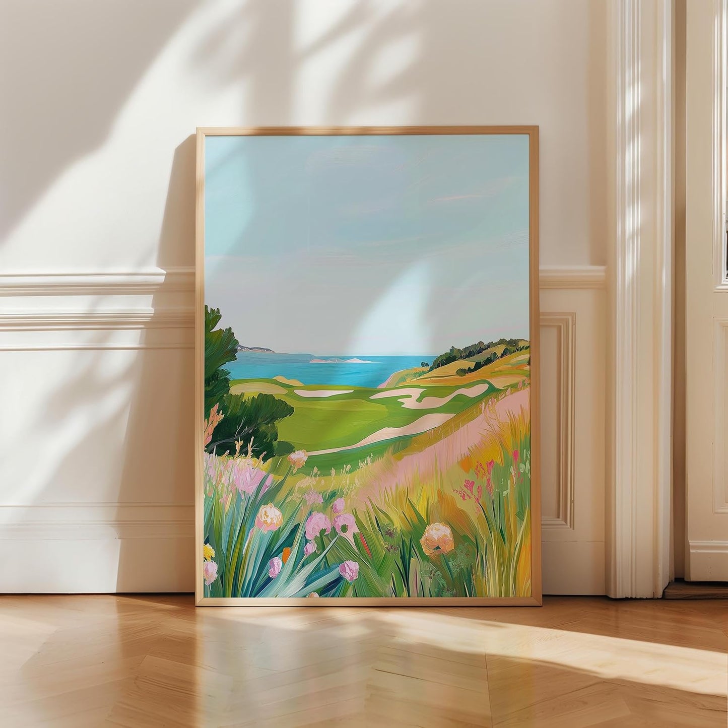 Golf Course Floral Pastel Art Print Posters - Premium Giclee Fine Art Prints - Golf Course Home Decor Posters, Golfer Art Prints for Home and Office Decor - Vintage Aesthetic, Ready to Frame