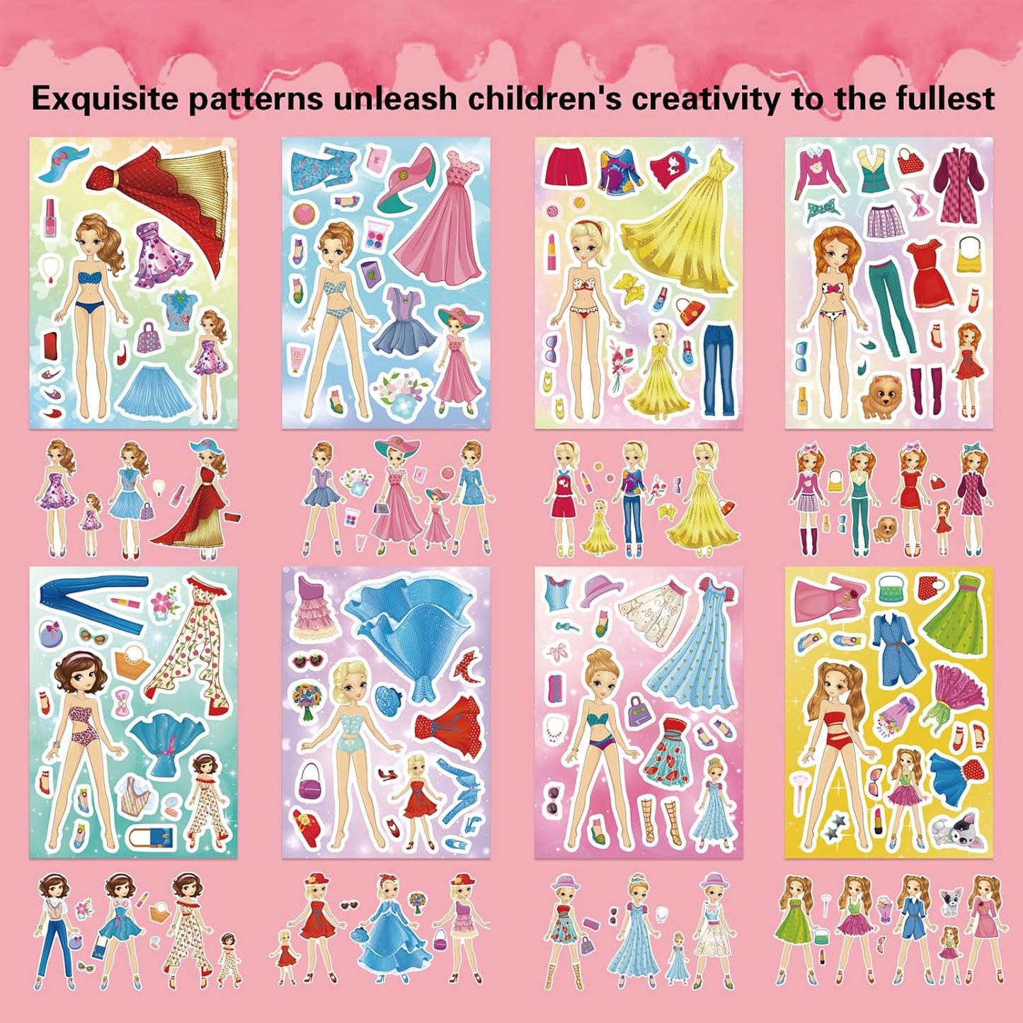 Stickers for Kids, 24 Sheets Dress Up Stickers for Girls, Make Your Own Fairy Princess Sticker, Birthday Party Favor, Classroom Rewards, Art Craft