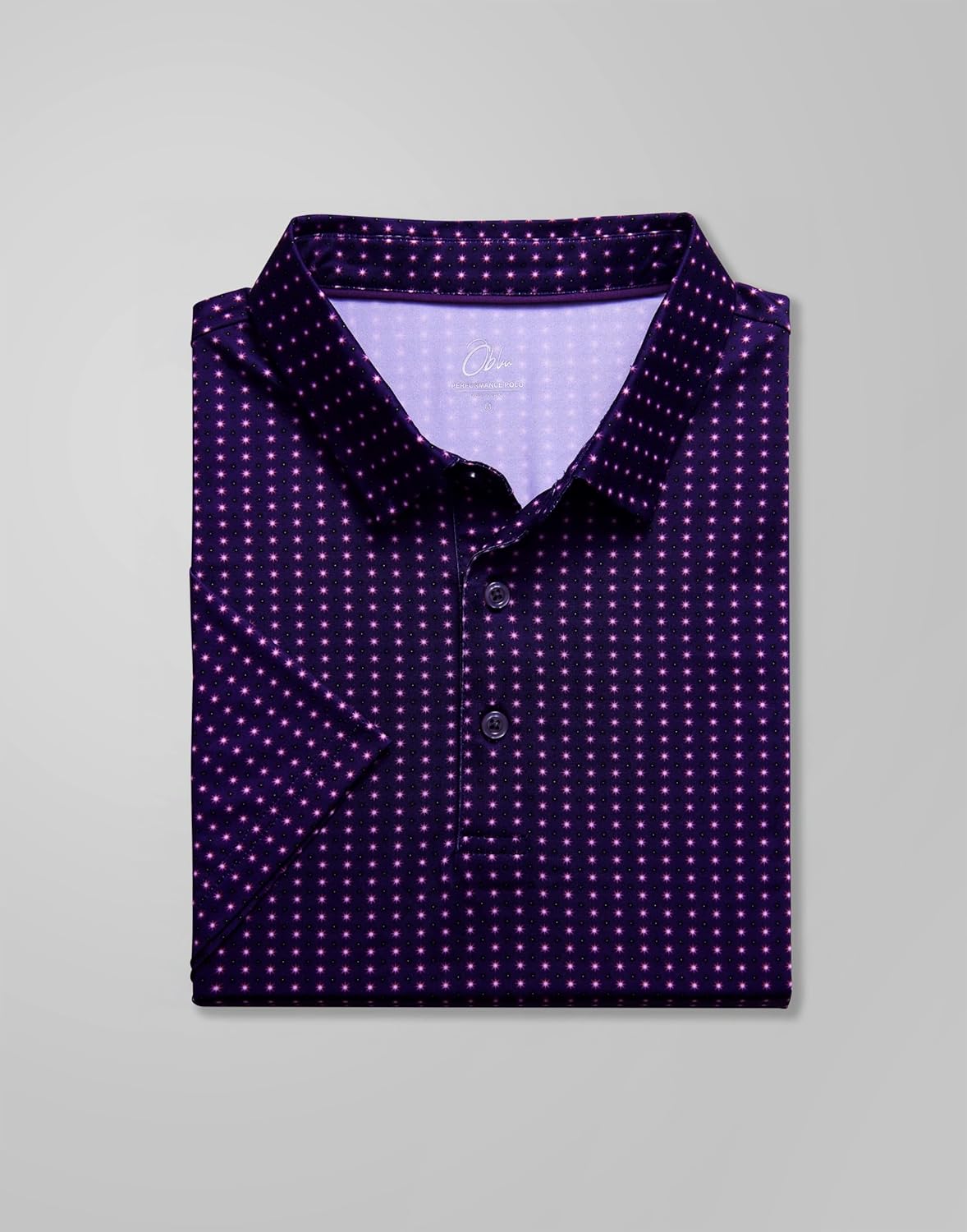 Obla Mens Golf Polo Shirts Short Sleeve Dry Fit Performance Moisture Wicking Casual Print Collared Golf Shirts for Men