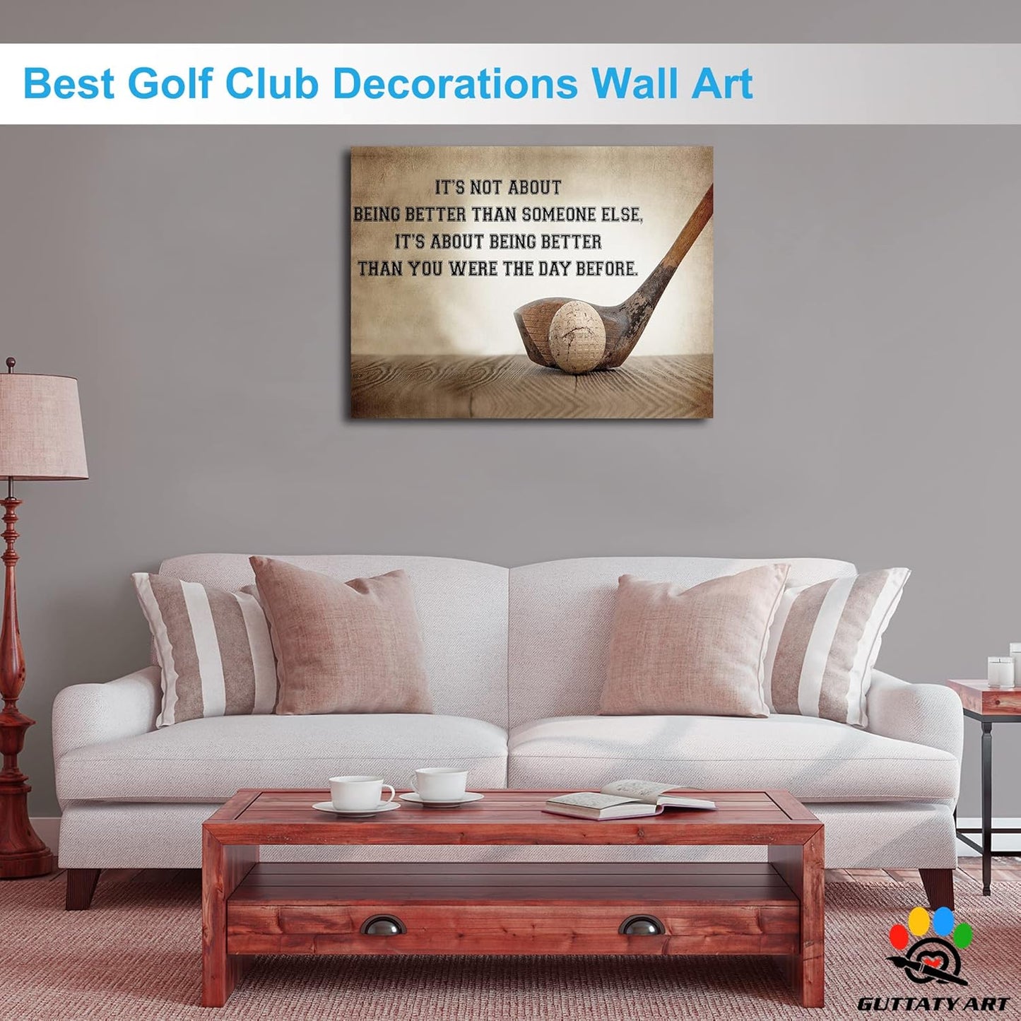 GUTTATY Golf Wall Art, Inspirational Quote Vintage Golf Pictures Posters Canvas Print Wall Decor for Golfer's Man Cave Home Ofice Ready to Hang (18x24 Inches)