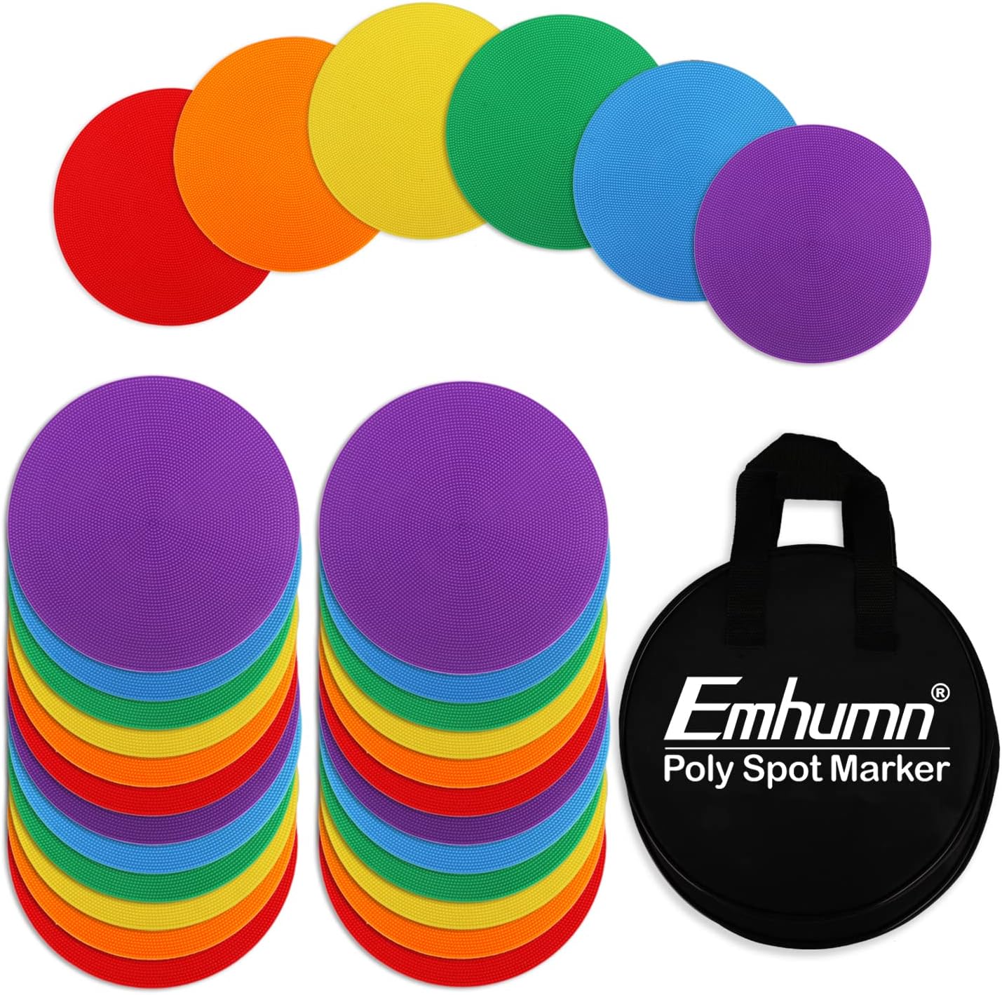 4inch & 9inch Poly Spot Markers for Agility Dot for Gym/PE Training, Dance, 6/12/24 Pcs Round Multiple Color & Size Rubber Non-Slip Spot Marker for Games, Floor Dots and Sport Activities