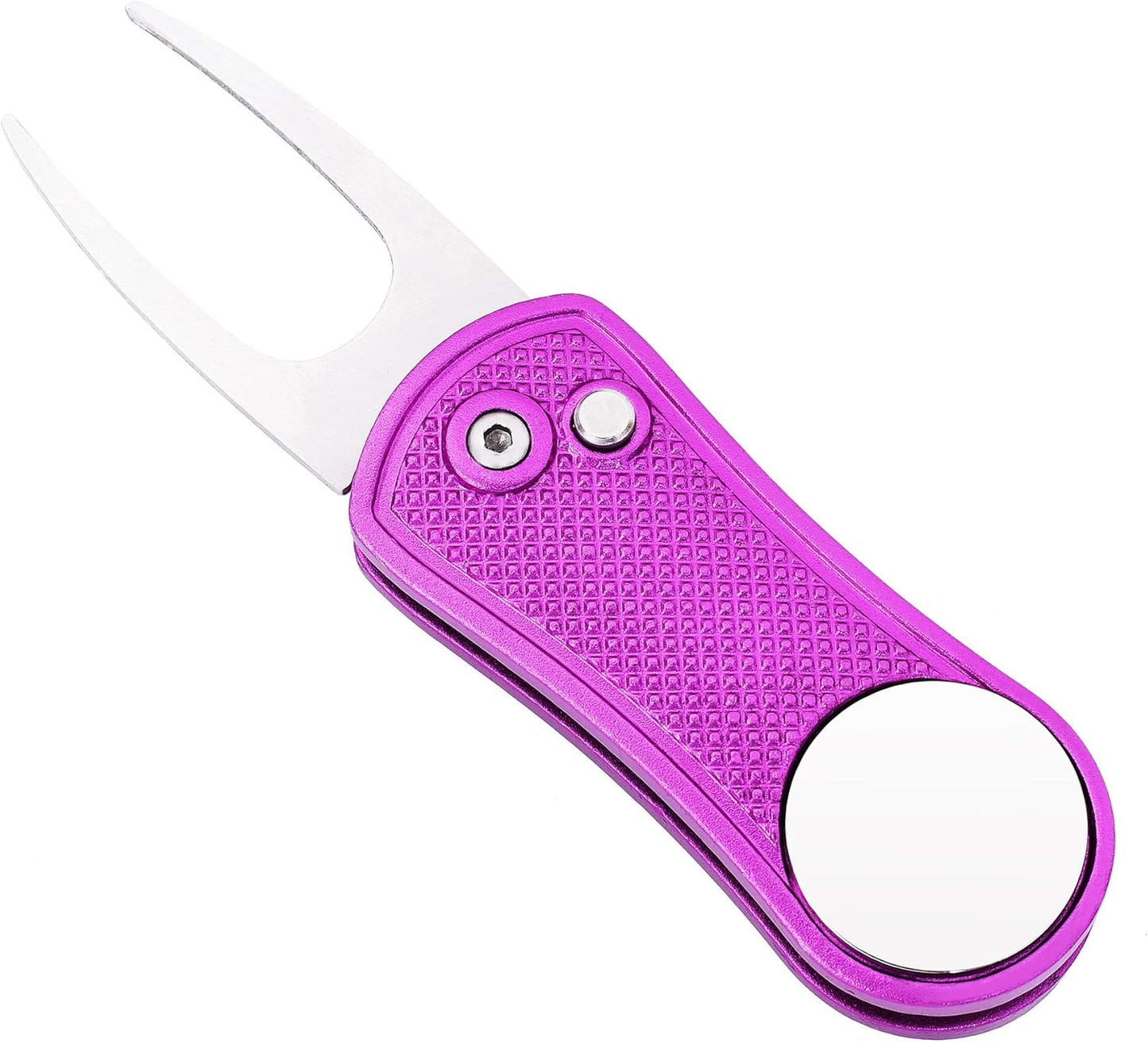 Mile High Life Golf Divot Repair Tool, All Metal Foldable Divot Tool with Pop-up Button & Magnetic Ball Marker