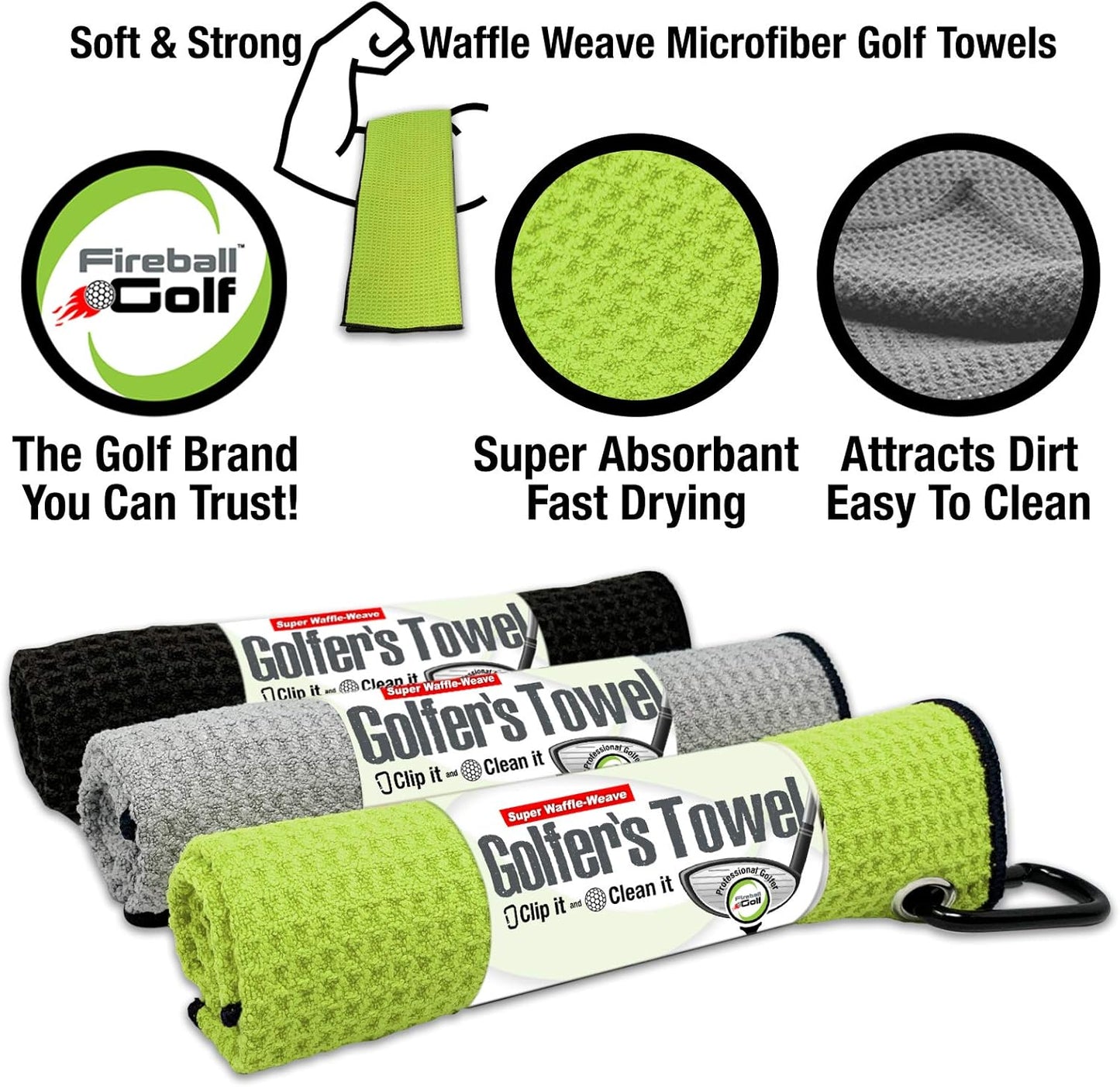 Towel Gifts and Accessories Set (Many Colors) - 3 Golf Towels, Golf Divot Tool, Ball Marker, and Golf Cleaning Brush, Golf Gifts for Men, Women, Children