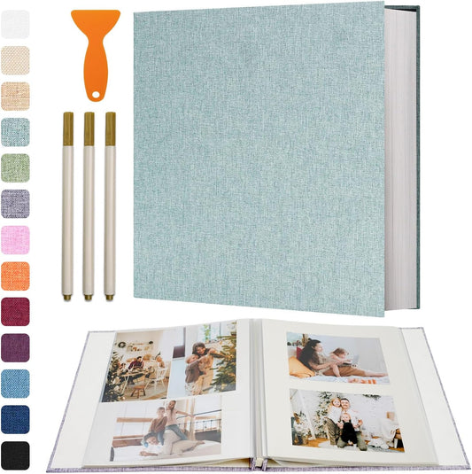Vienrose Photo Album Self Adhesive 4x6 5x7 3x5 8x10 Scrapbook Album DIY Scrap Book with Metallic Pen 120 Pages Turquoise