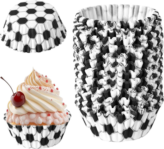 300pcs Soccer Cupcake Liners, Soccer Football Muffin Wrapper Paper Baking Cup Holder Case Sport Themed Party Favor Decoration for Cup Cake Dessert Candies Wedding Birthday
