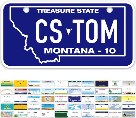 Mini License Plates, Personalized License Plates, Custom for Car, Bikes, ATV, Kids Car, Golf Cart, Jeep, 2x4 Inch, Rust-Free Fade Resistant Aluminum, USA Made by My Sign Center (Montana)