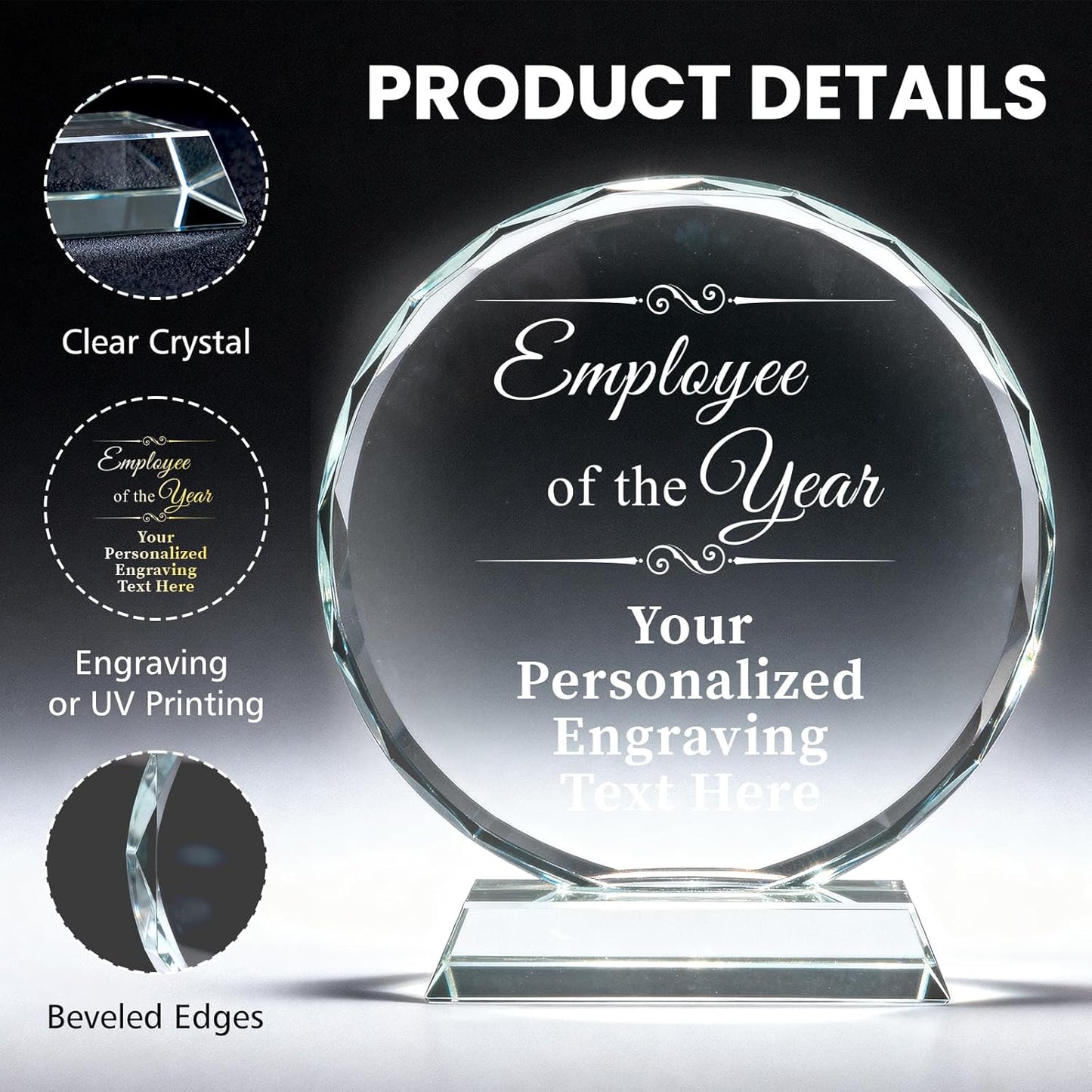Personalized Trophy Award - Custom Crystal Awards and Trophies - Plaques Personalized Engraved - Thank You Gifts - Employee Appreciation Gifts for Cowokers, Recognition, Sports
