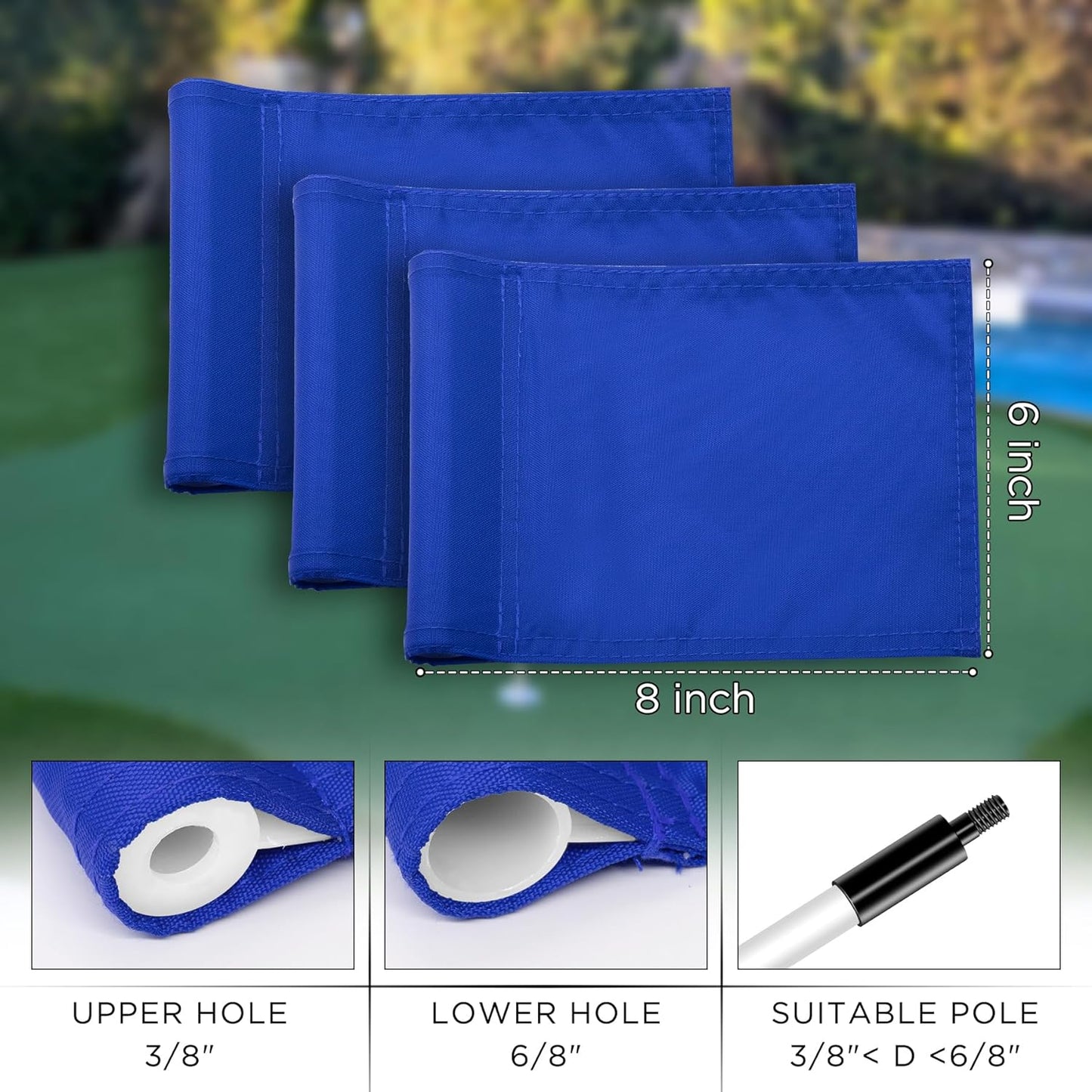 KINGTOP Solid Golf Flag All 8x6 Inch - 420D Nylon, Tube Inserted - Mini Putting Green Flags for Backyard Practice