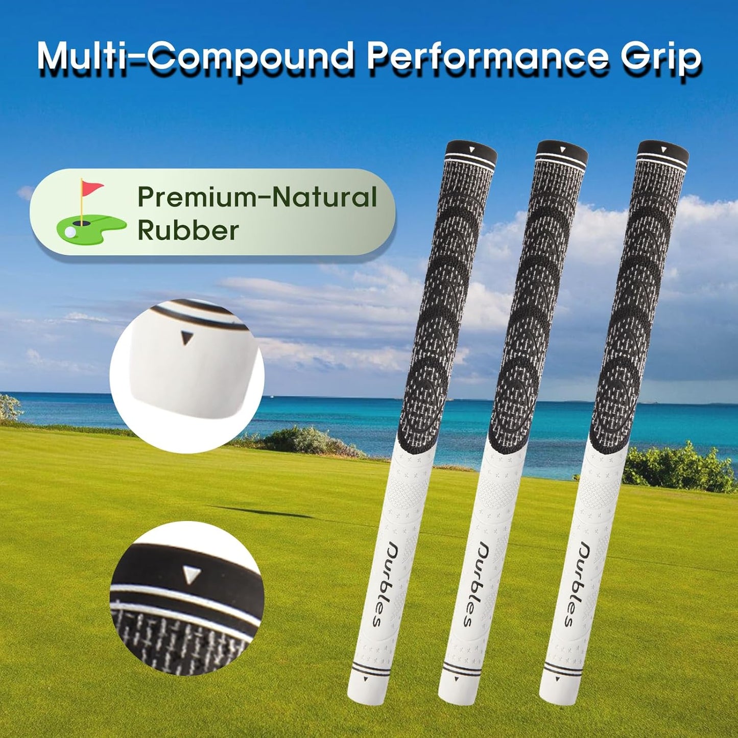 Golf Grips with Regripping Kit – All Weather Multi-Compound Golf Club Grips for Men & Women – Corded Rubber Grip Set – Standard & Midsize Wood and Iron Grip Kit – All Level Golfing Accessories