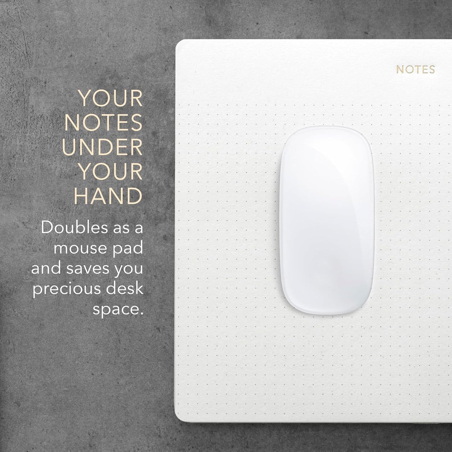 Mouse Pad Notepad for Professionals, 9.8" x 7.9", 50 Sheets, Minimalist, Gold Foiled, Dotted Layout, Executive's Desk Note Pad, To Do List Notepad, Eco-friendly, FSC™ Certified Planner Pad
