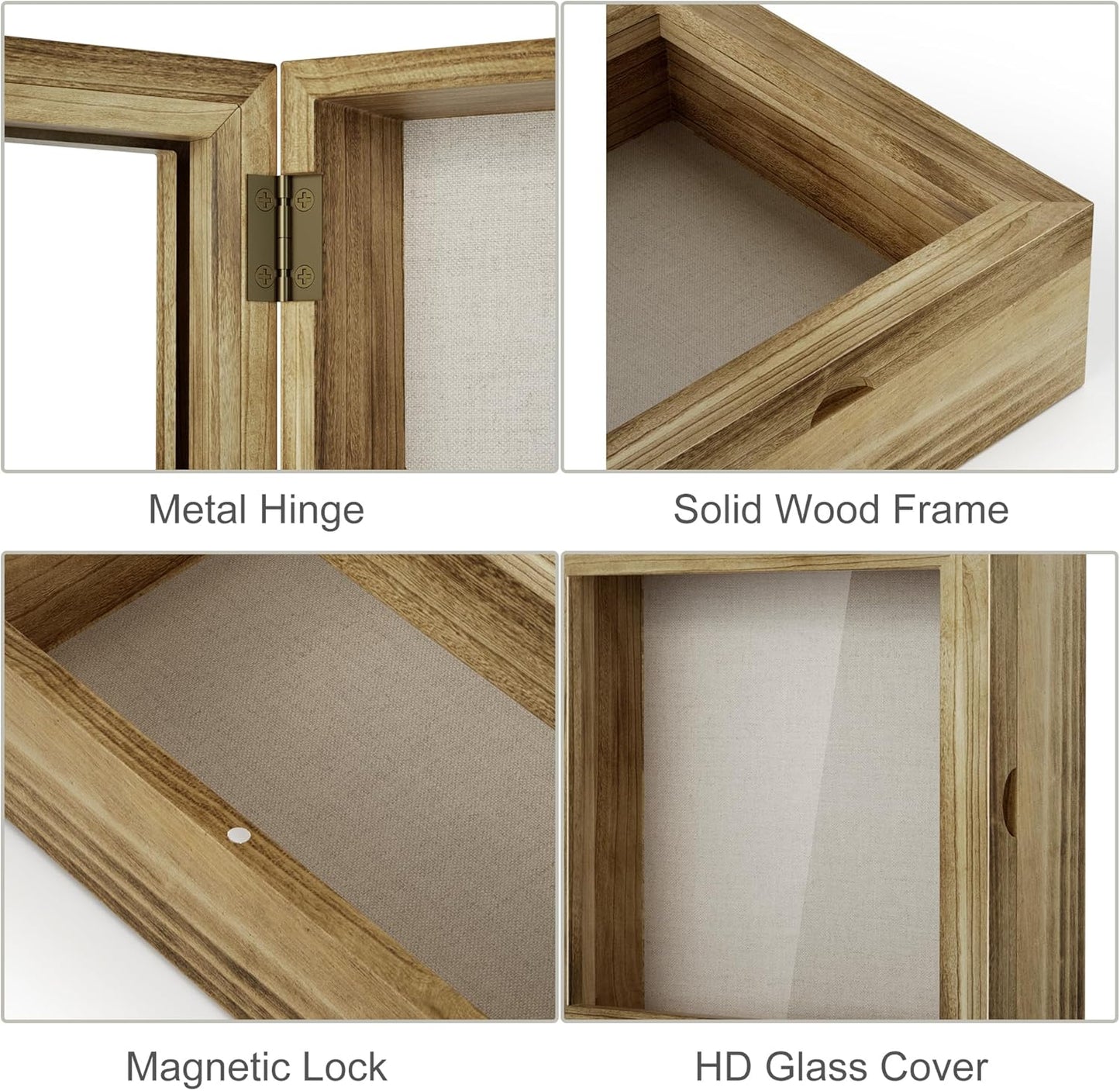 Love-KANKEI Shadow Box Frame 8x8, Wood Shadow Box Display Case with Glass Window, Memory Box for Memorabilia Awards Medals Photos Gift Carbonized Black