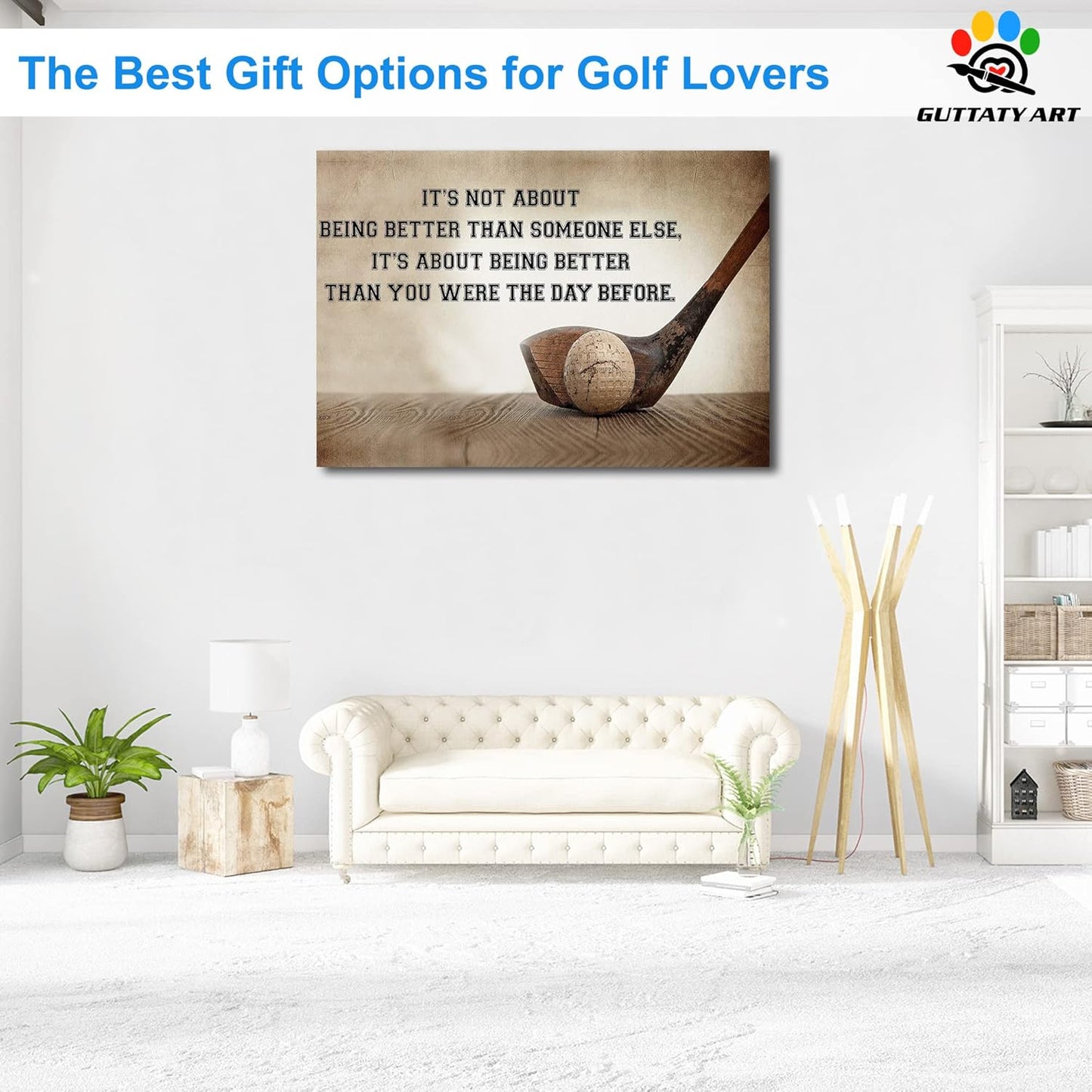 Inspirational Canvas Wall Art, Golf Clubs Wall Art Painting Prints for Living Room Wall Decor, Motivational Quotes Poster Picture for Bedroom Decor, Framed Artwork for Office Home Decor 28x40 Inches