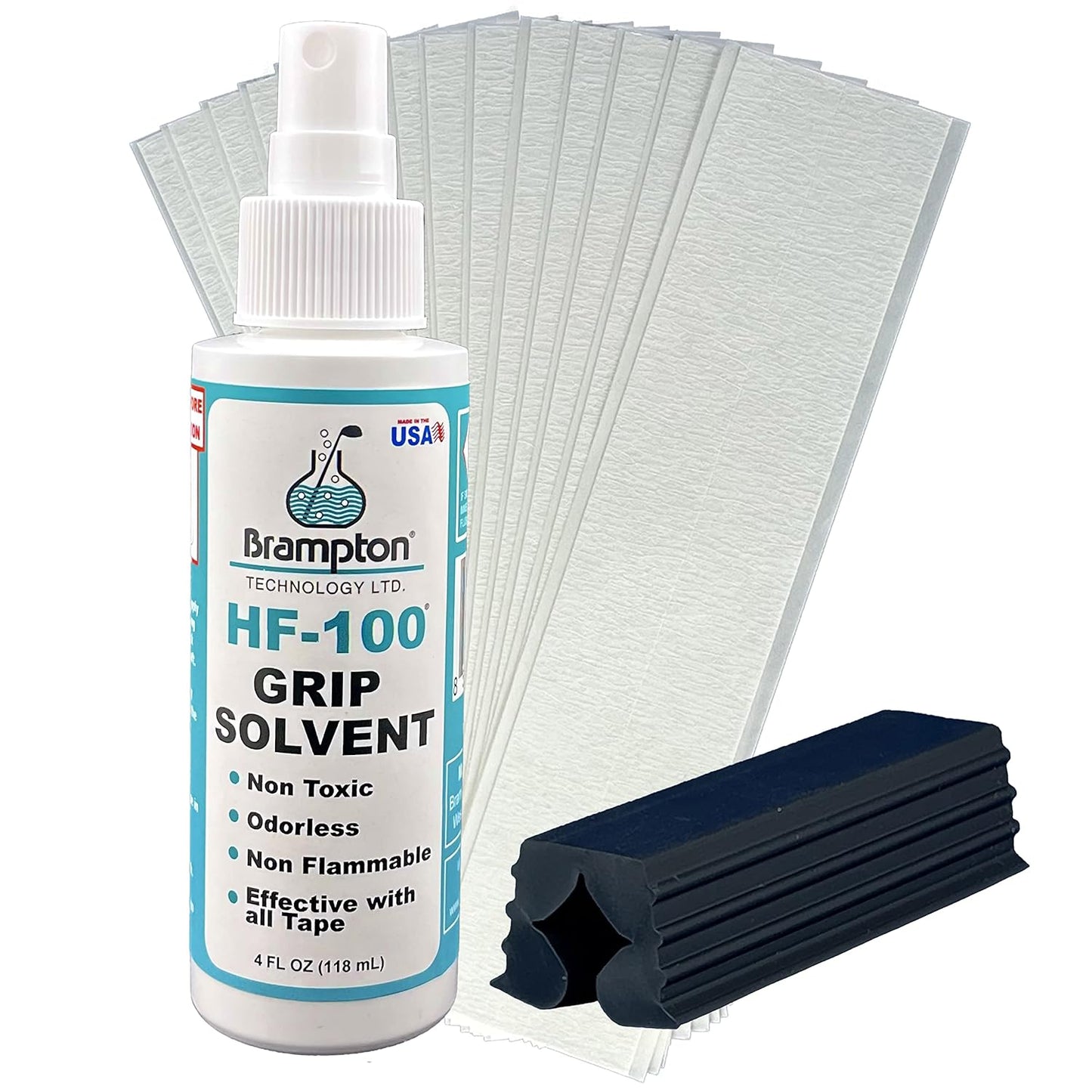 Brampton Complete Golf Grip Kit for Golf Club Regripping (2"x9" Golf Grip Tape Strips) - Makes Golf Grip Repair Safe and Easy - Non-Toxic, Non-Flammable, and Odorless Golf Grip Solvent