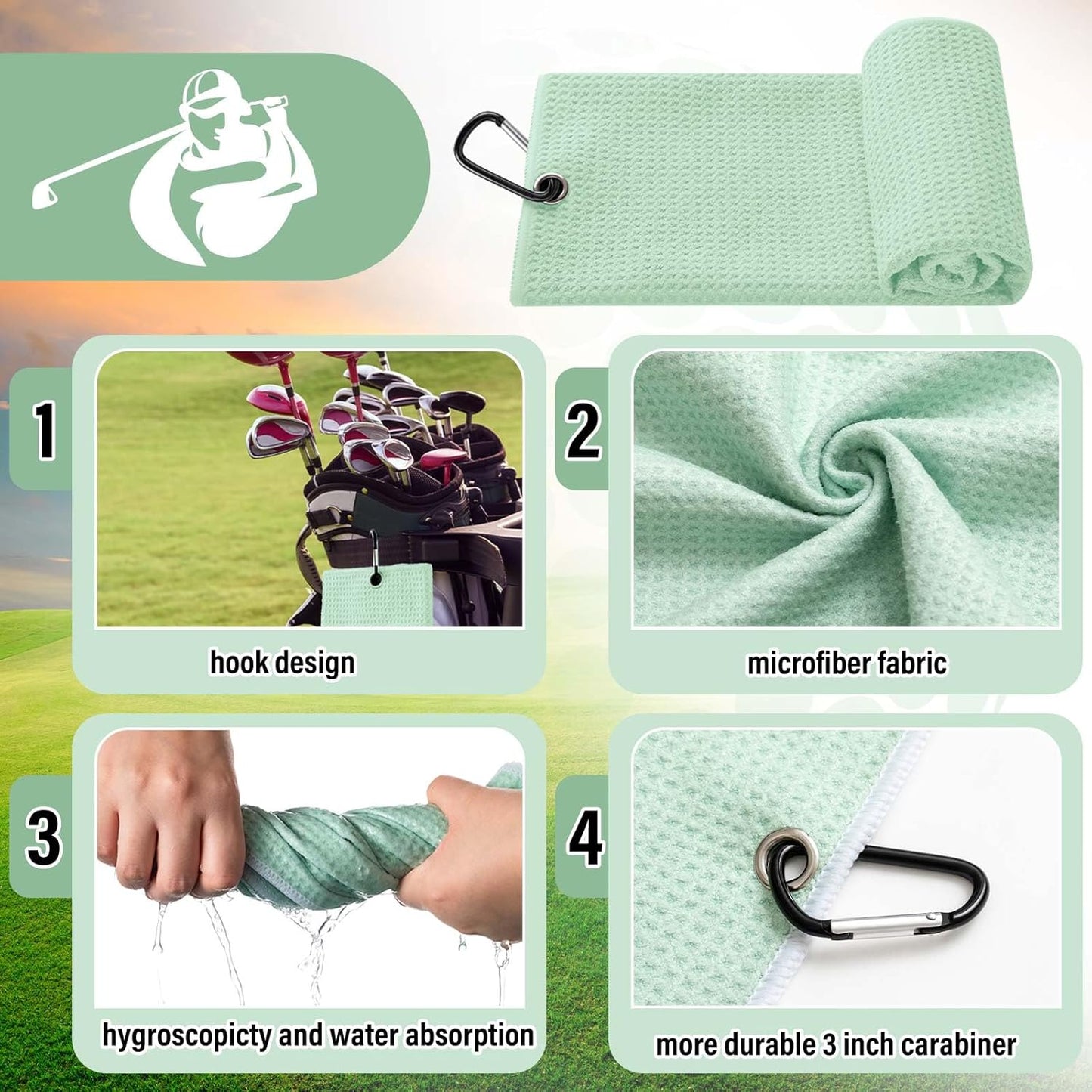 Liliful 12 Pcs Golf Accessories Kit, Include Golf Ball Bag with Hook Towel Tees Magnetic Ball Marker Divot Tool Cleaner Brush for Women Man Gifts