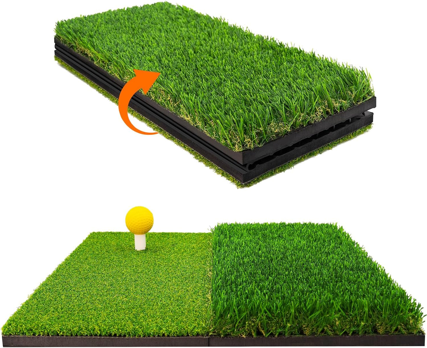 Portable & Foldable Golf Practice Mat – Dual-Turf Golf Hitting Mat for Indoor & Outdoor Swing and Chipping – Fairway & Rough Turf Golf Training Mat for Backyard and Home