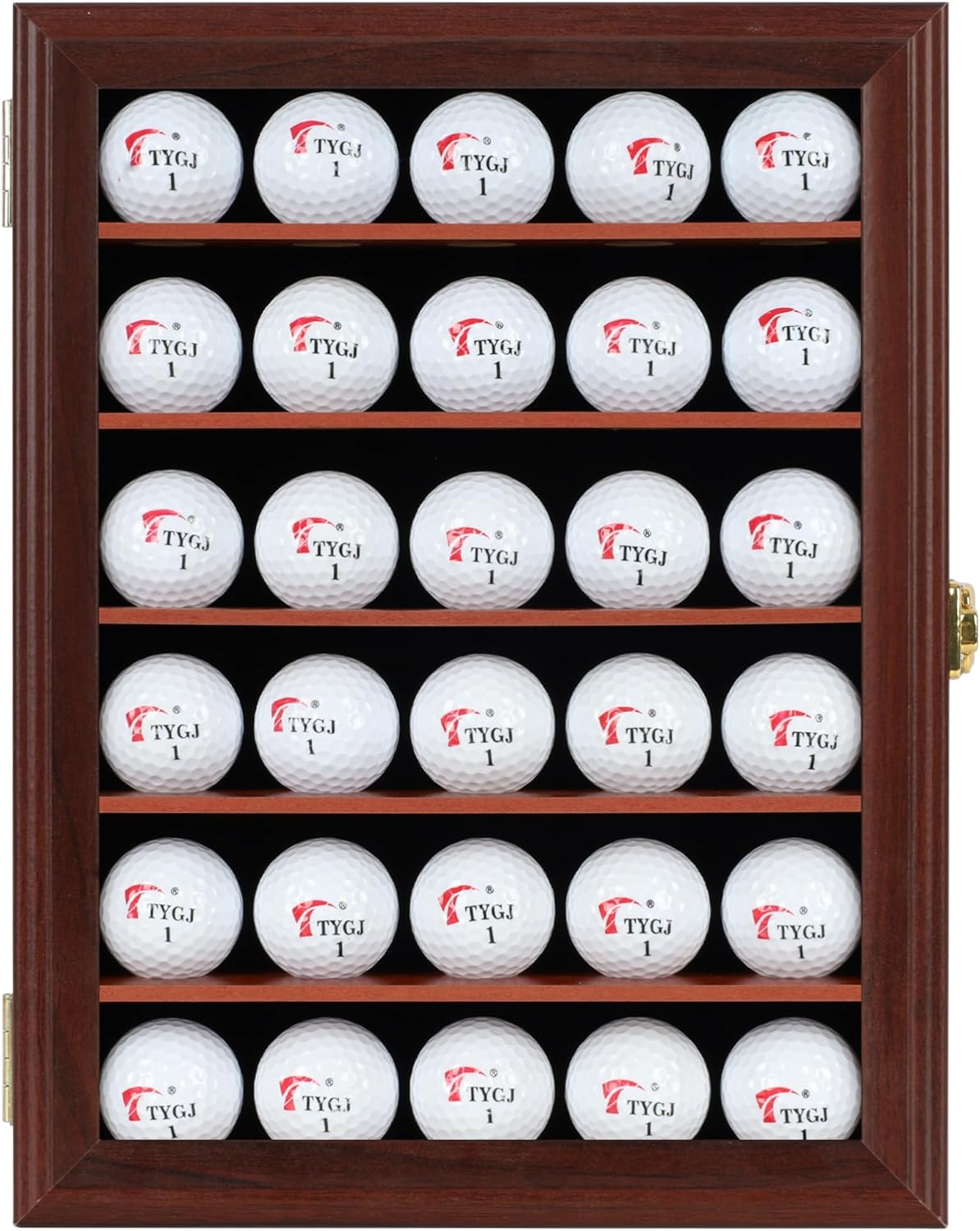 Golf Ball Display Case for 30 Golf Balls, Display Cabinet Great Golfer Memorabilia Gift for Golf Enthusiasts, for Hole-in-1 Display, Wall Mount with Lockable Door Black