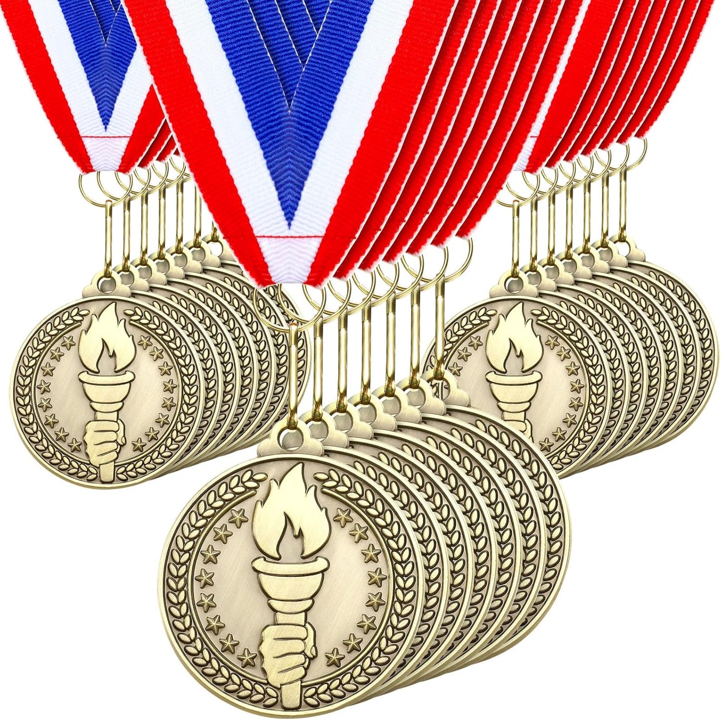 Remuuly 30 Pcs Gold Medals Bulk 2'' Basketball Soccer Baseball Volleyball Football Lacrosse Kickball Cheer Bowling Trophy Medals for Awards for Sports Participation Winner Gift