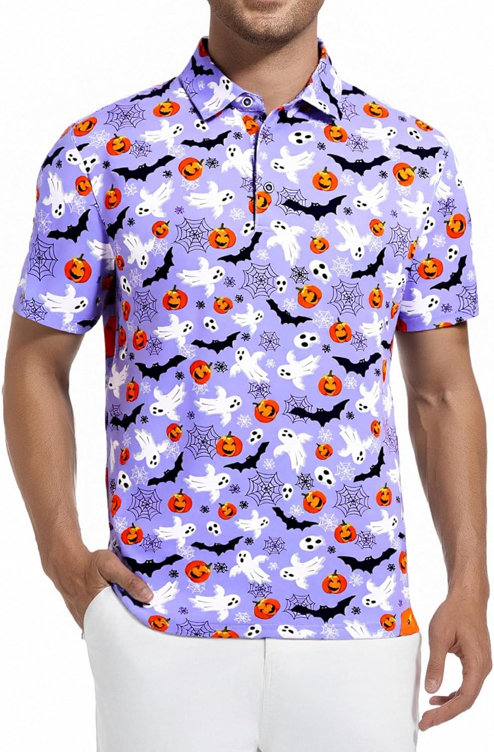 Alex Vando Mens Hawaiian Golf Shirt Moisture Wicking Digital Print Golf Shirts for Men