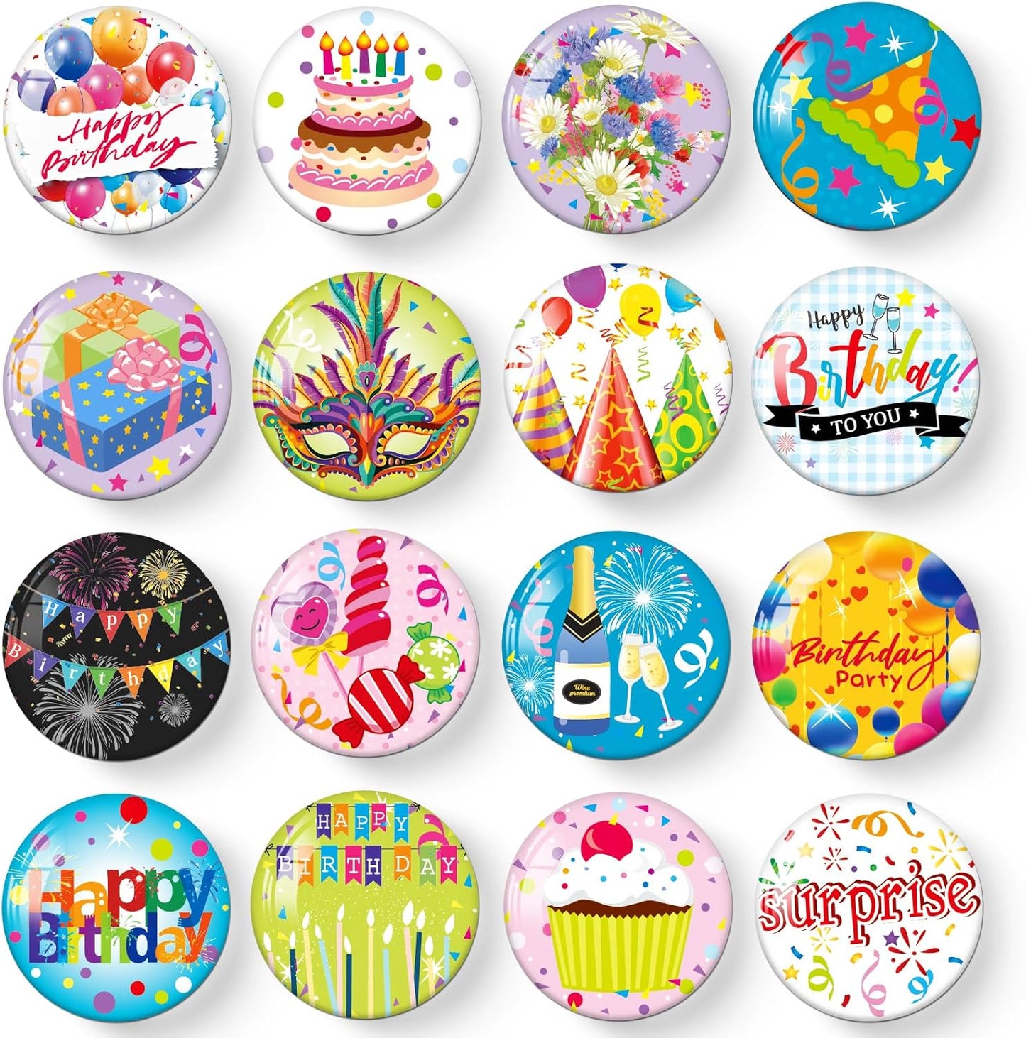 MORCART 16PCS Cute Birthday Magnets Decoration for Fridge Refrigerator Locker Whiteboard Decorative Magnetic Board Cabinets Classroom Office Cubicle Gift (Birthday)