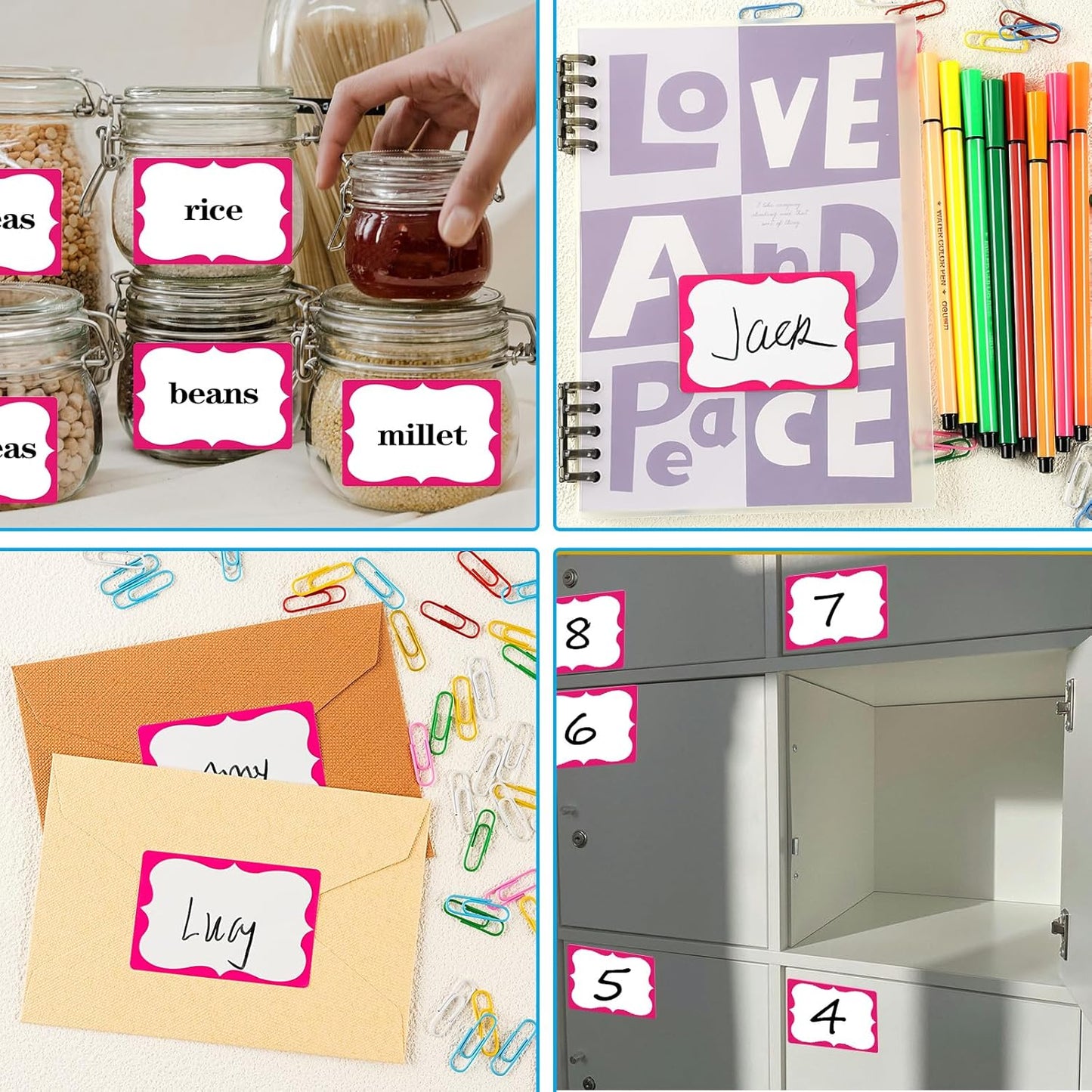 Pink Name Tags,2"x 3" Name Tag Stickers with Pink Border 200 Pcs Adhesive Name Tags Sticker Name Badges Labels for Valentine, School, Office, Home, Party, Conferences