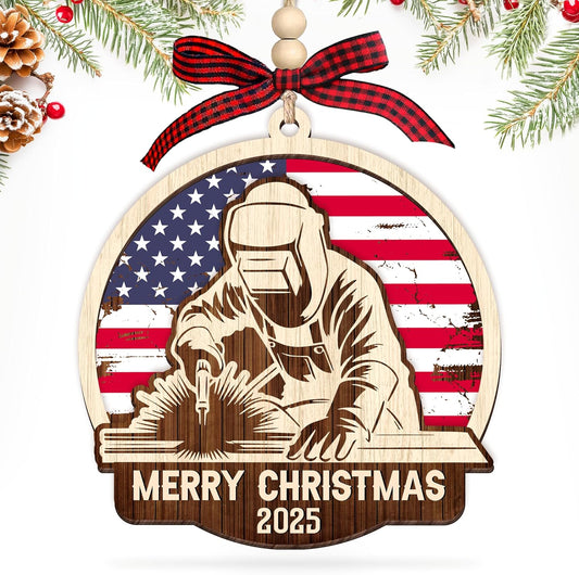 HEXMOZ Welder Ornament for Christmas Tree - Welding Ornaments - Welder Gifts, Welding Gifts for Men, Women - Merry Christmas Wood Ornament 2025 Decoration