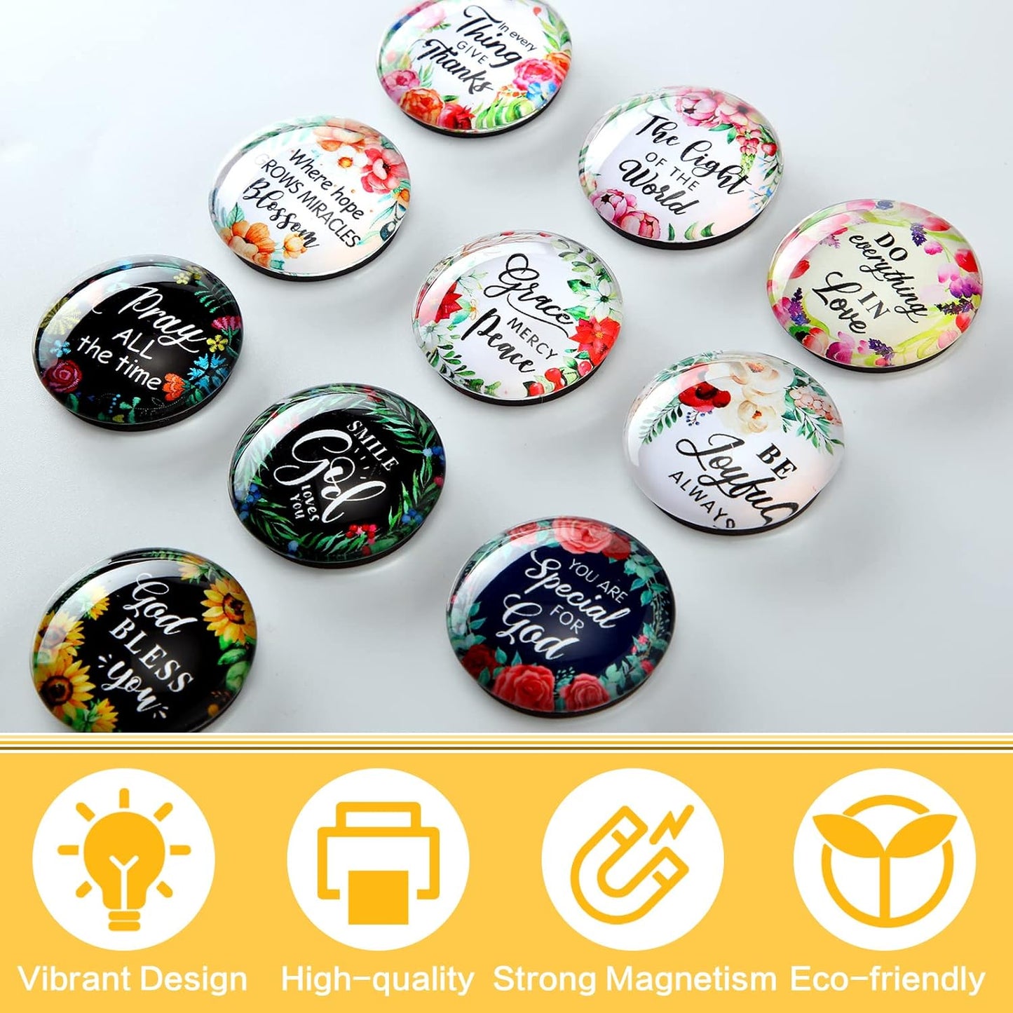 Weewooday 10 Pcs Inspirational Magnets for Refrigerator Fridge Decor Accessories Motivational Glass Quote Fun Magnet for Cabinet Whiteboard Kitchen Office Christmas Gifts(Inspirational Pattern)