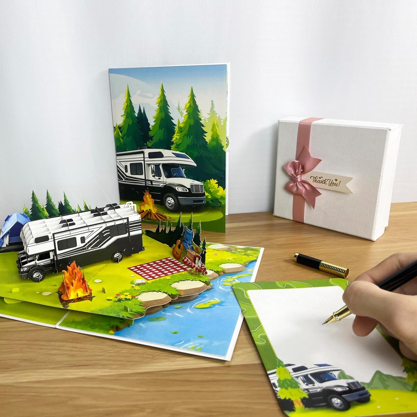 3D Camping Popup Card - Handmade Outdoor Paper Art for Birthday, Anniversary, Christmas, Father’s Day - Greeting Card Gift for Him, Her, Dad, Son, Husband, Wife, Camper, Adventure Lover