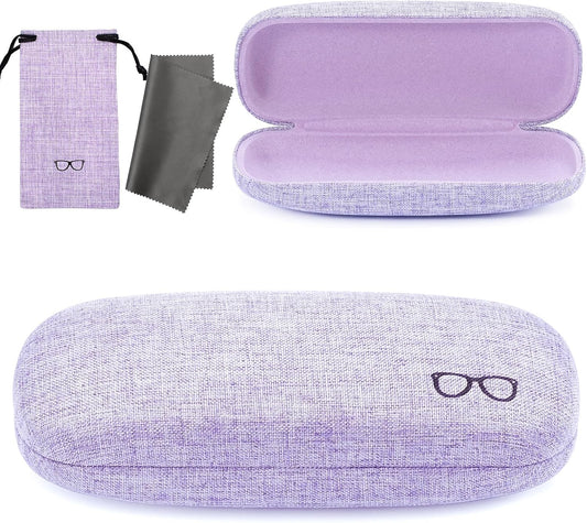 Vemiss Hard Shell Eyeglasses Cases, Linen Fabrics Protector Sunglasses Case, Large Glasses Case